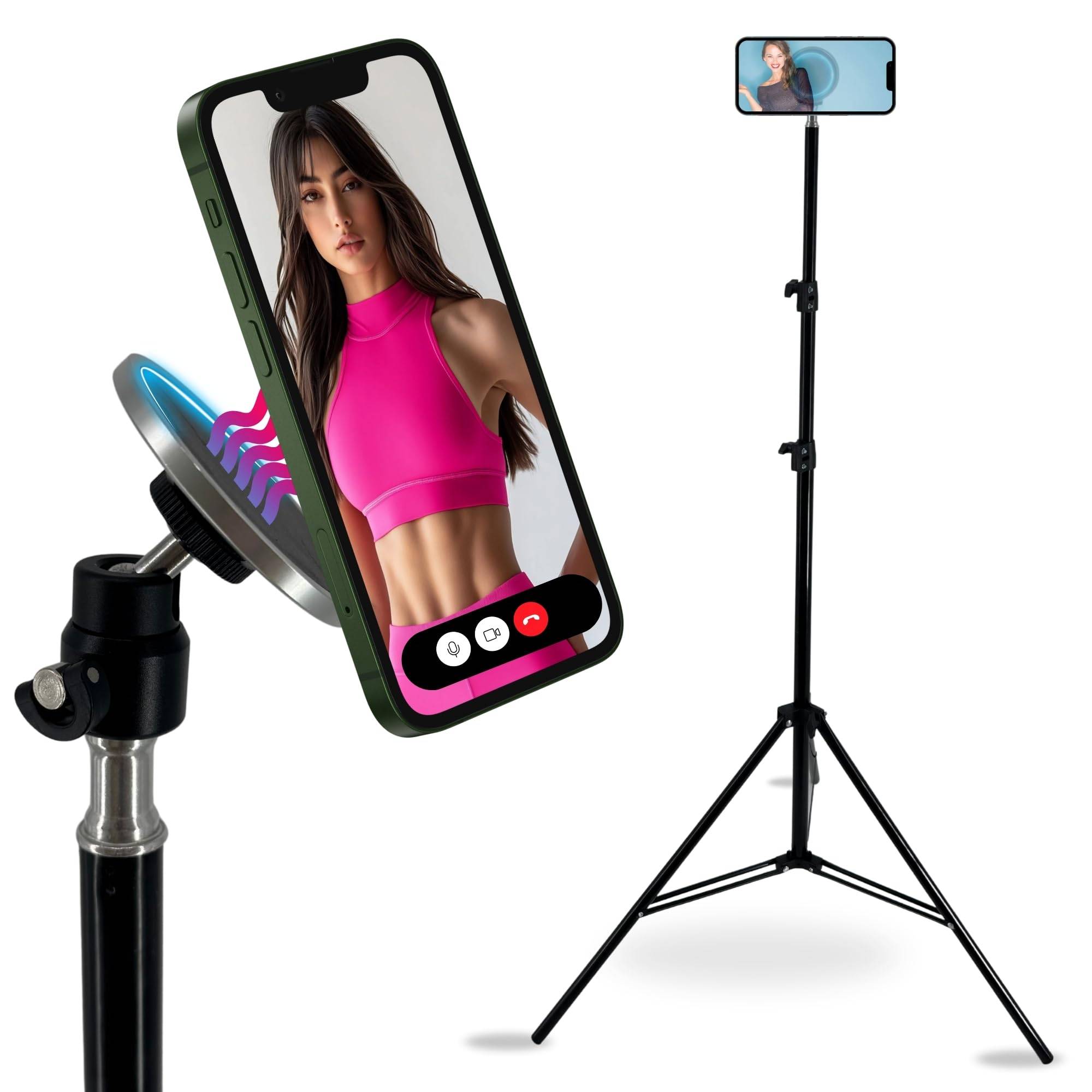 Handy Stativ 210cm groß mit Magnet für Apple Magsafe iPhone Samsung Smartphone Tripod Kamerastativ hoch
