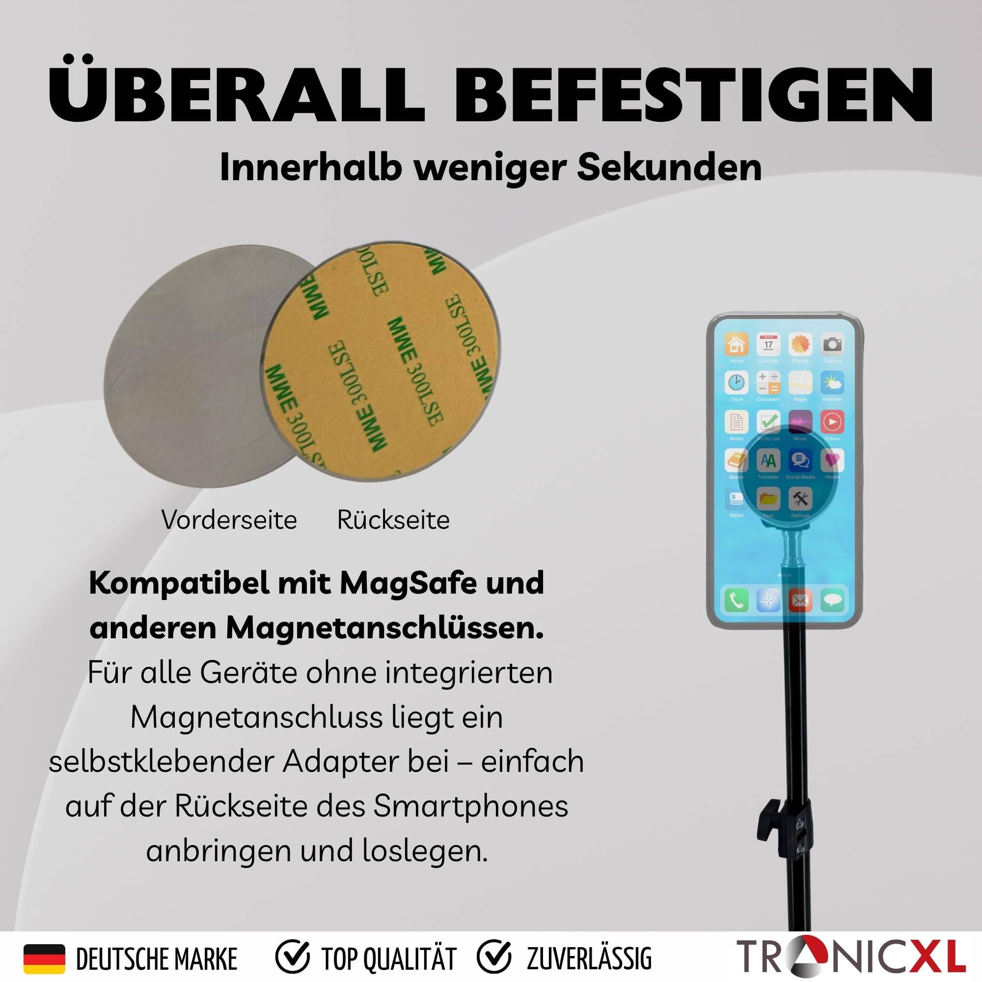 Handy Stativ 210cm groß mit Magnet für Apple Magsafe iPhone Samsung Smartphone Tripod Kamerastativ hoch