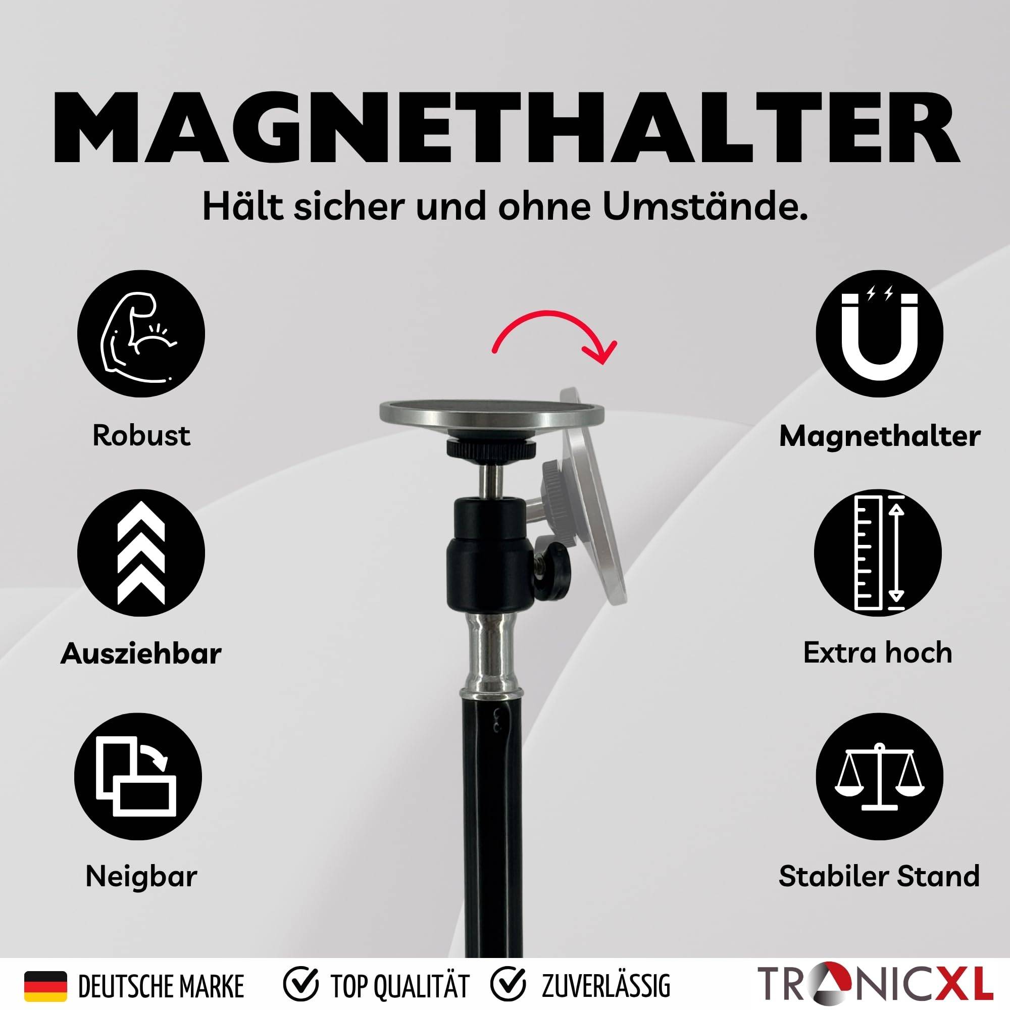 Handy Stativ 210cm groß mit Magnet für Apple Magsafe iPhone Samsung Smartphone Tripod Kamerastativ hoch