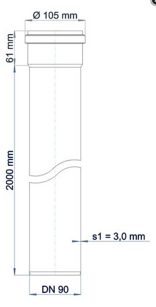 PoloPlast Steckmuffenrohr PKEM Polo-Kal NG DN 90 2000mm