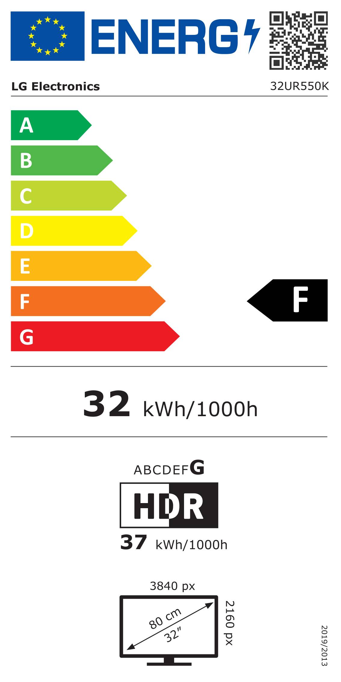 LG 32UR550K-B 80 cm 31.5 3840 x 2160 Pixel 4K Ultra HD 4 ms Schwarz