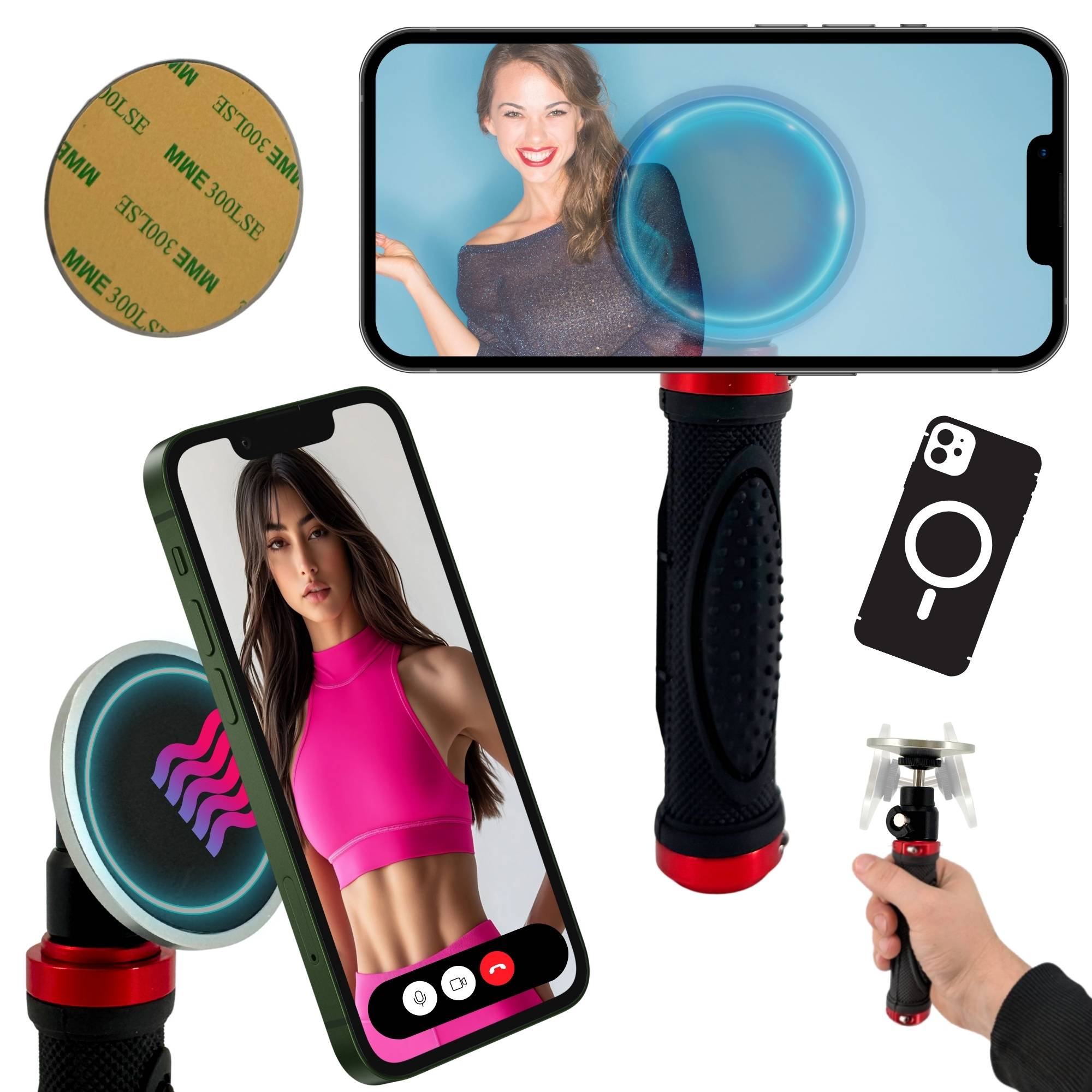 Griff für Smartphone mit magnetischer Halterung I Handy Handgriff für Apple Magsafe iPhone Samsung Google Xiaomi Magnet Ring Handyhalterung