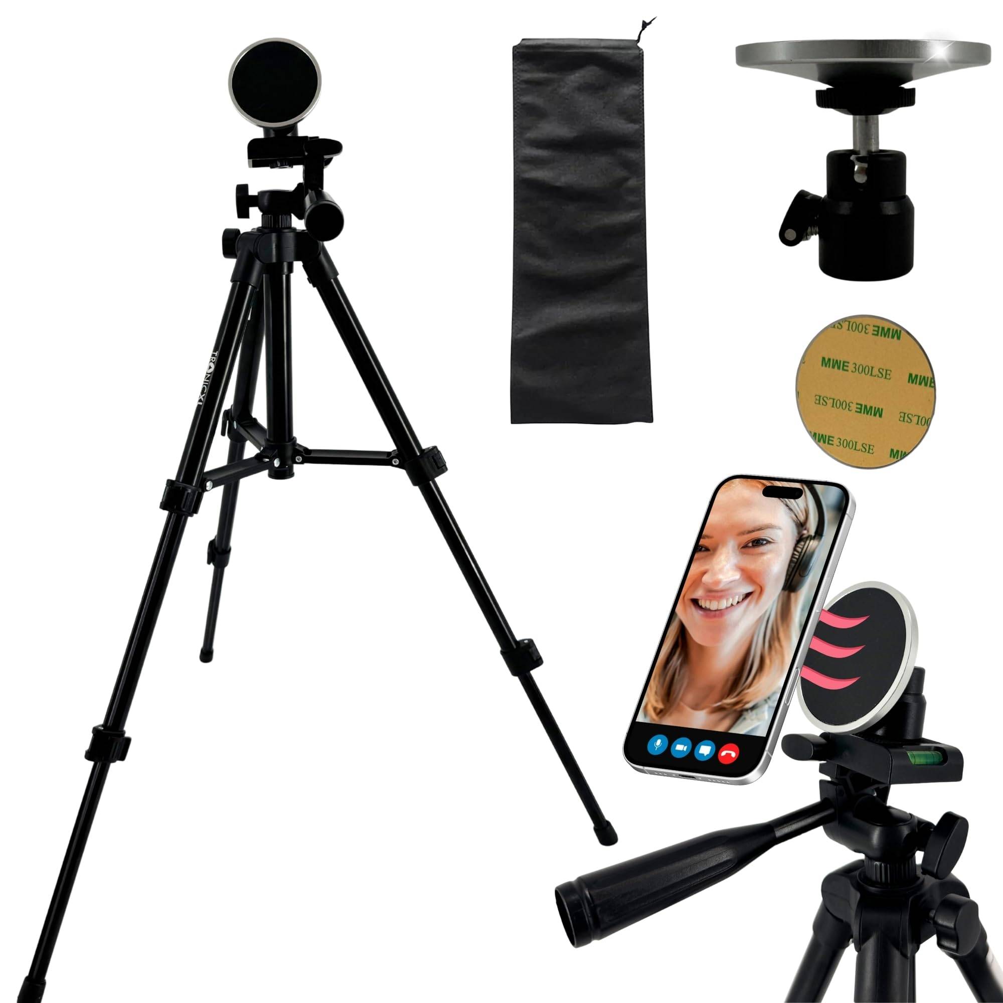 TronicXL Smartphone Stativ kompatibel mit Apple Magsafe Magnet iPhone Samsung Xiaomi Google Tripod magnetische Halterung Foto Video Tischstativ