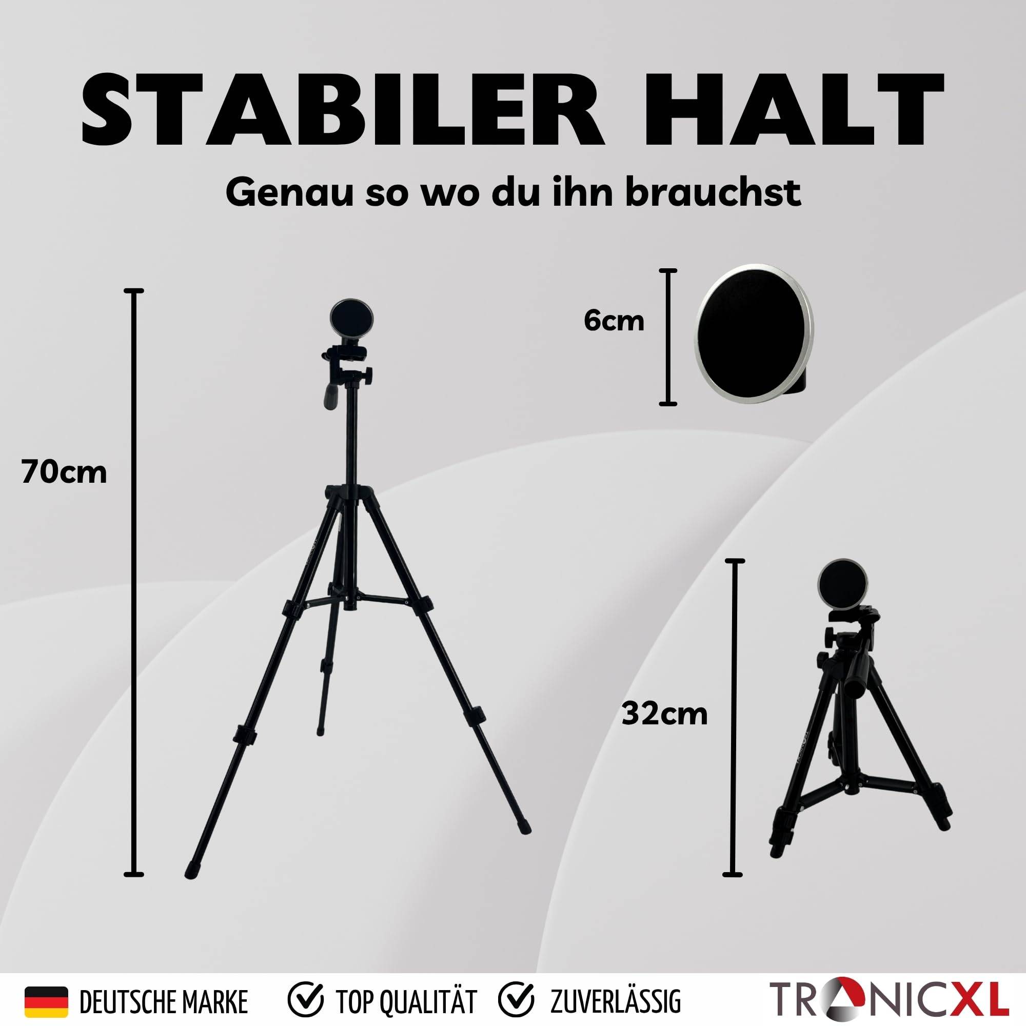 TronicXL Smartphone Stativ kompatibel mit Apple Magsafe Magnet iPhone Samsung Xiaomi Google Tripod magnetische Halterung Foto Video Tischstativ