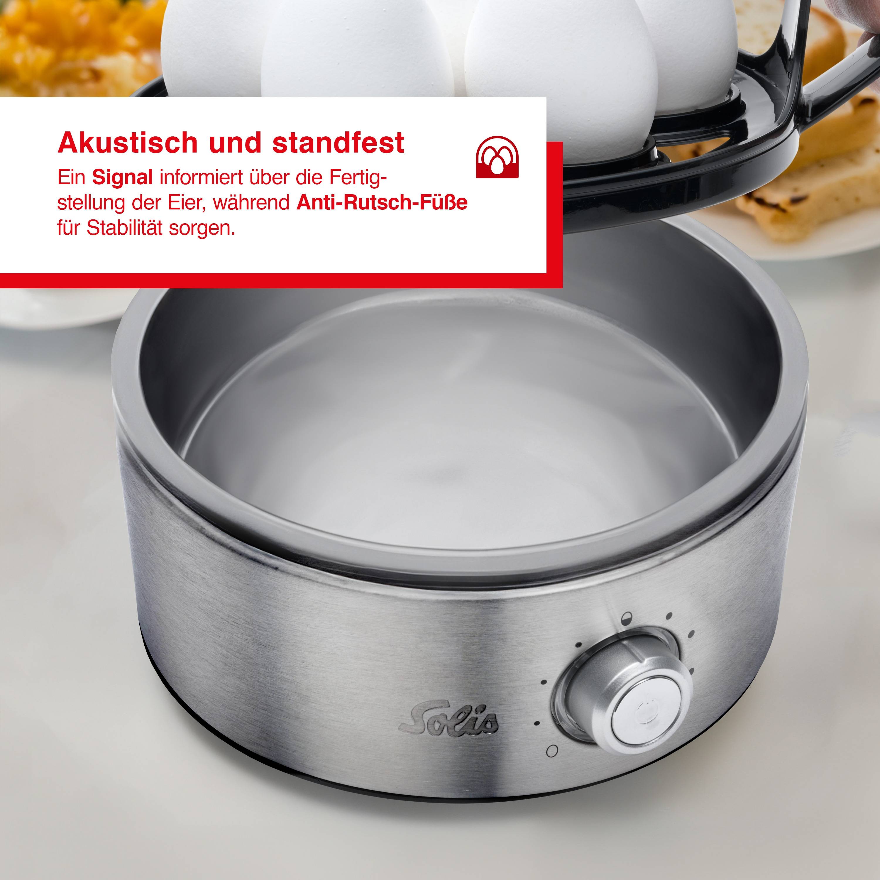 Solis Eierkocher, Cool-Touch-Griff, Timer, Kocheinsatz, 7 Eier