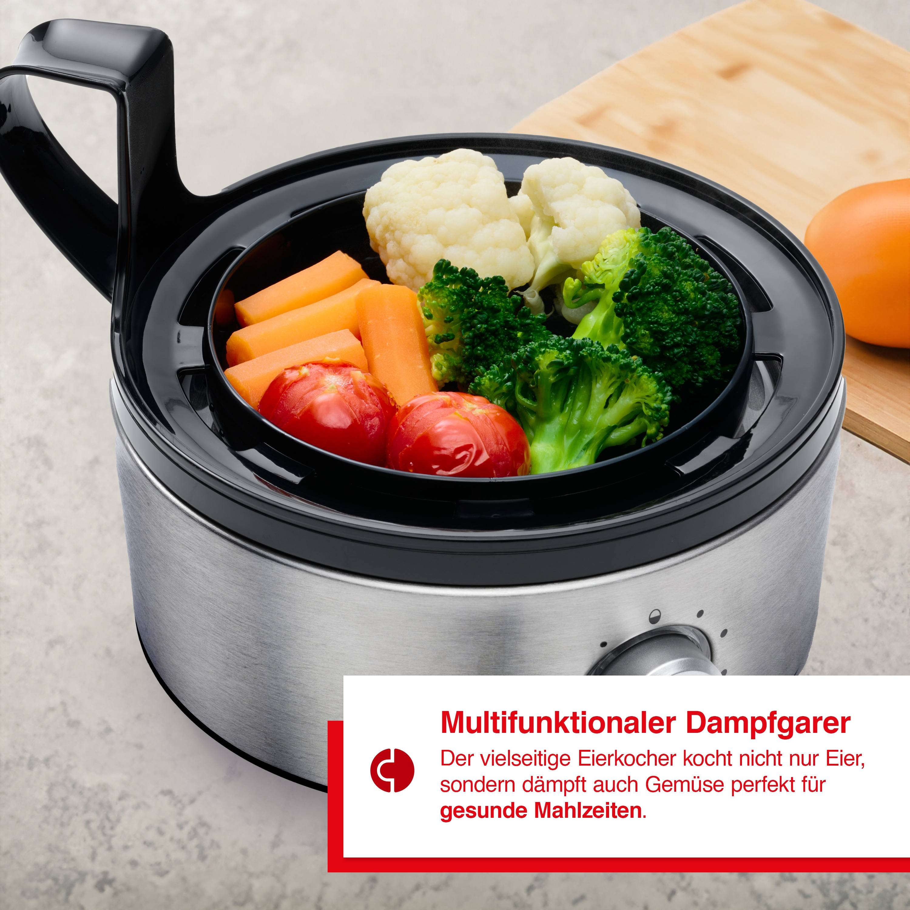 Solis Eierkocher, Cool-Touch-Griff, Timer, Kocheinsatz, 7 Eier