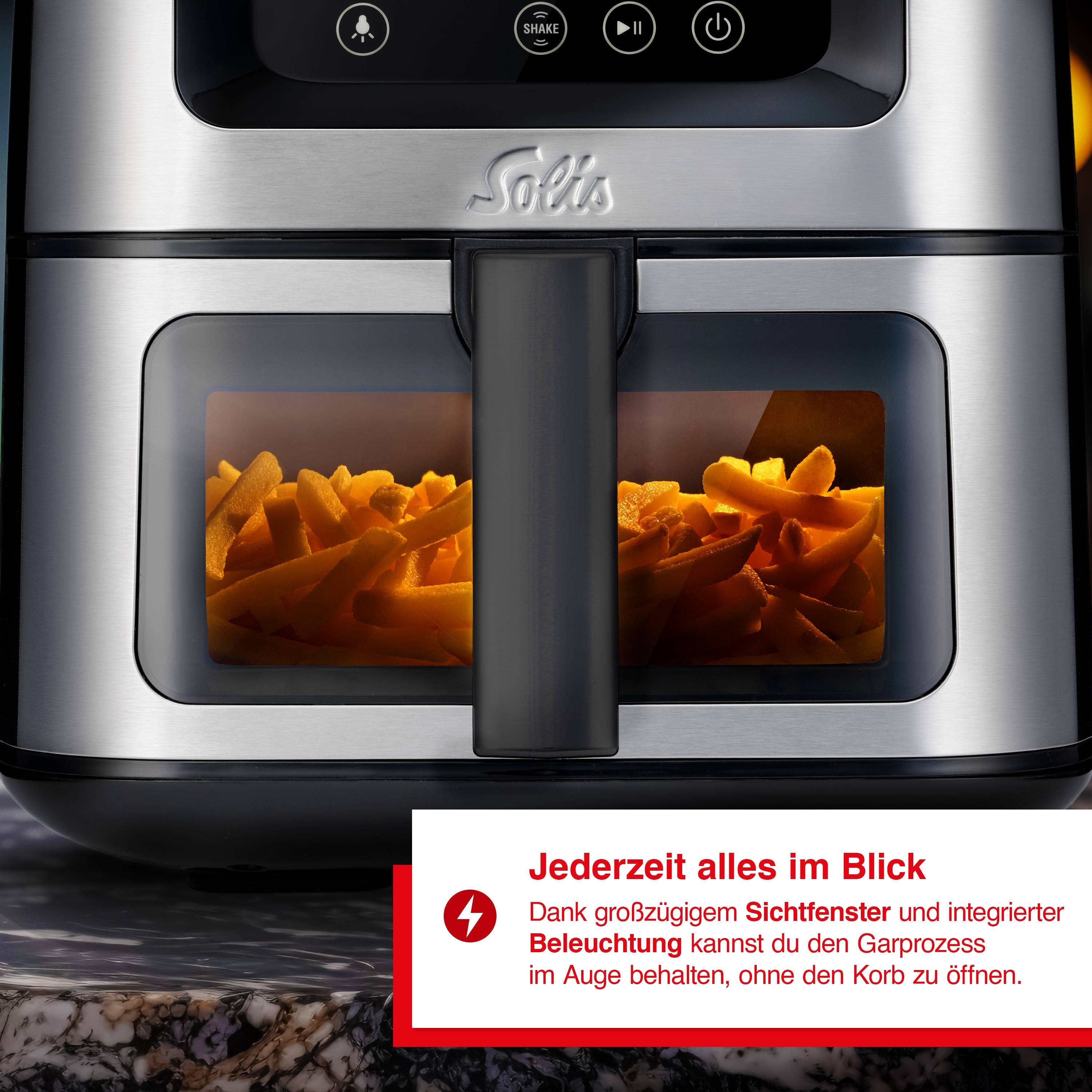 Solis Heißluftfritteuse, Touch-Bedienung, 1900 W, 7,5 Liter, regelbar bis 230 °C