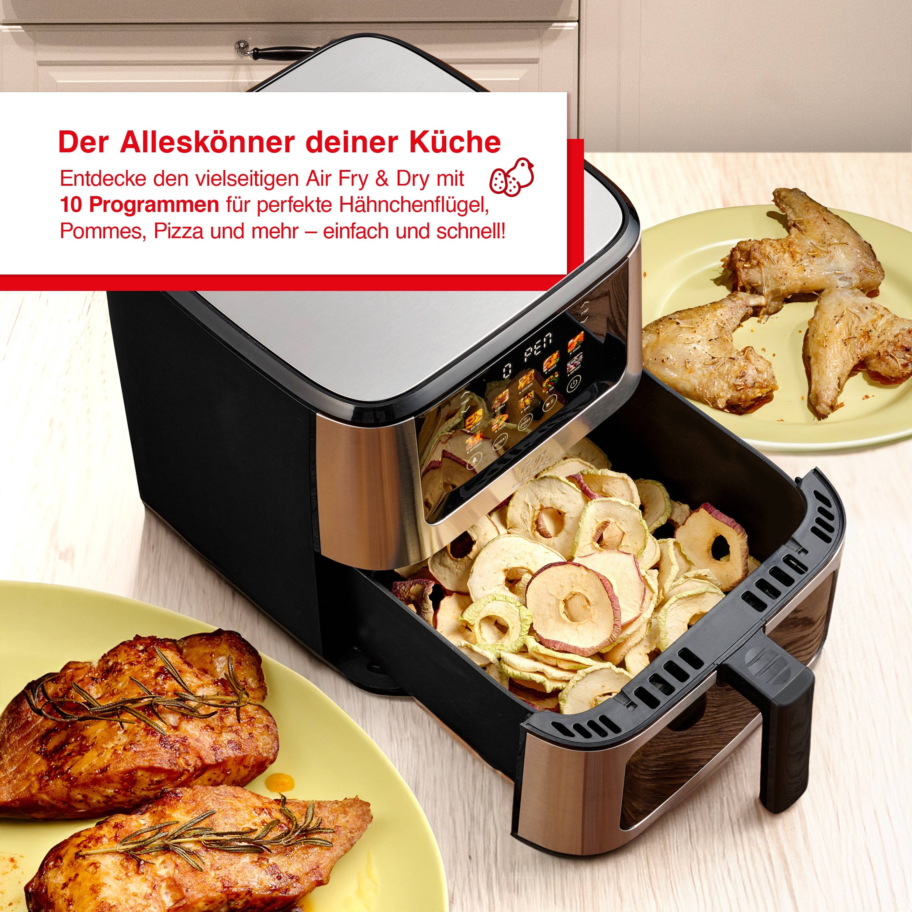 Solis Heißluftfritteuse, Touch-Bedienung, 1900 W, 7,5 Liter, regelbar bis 230 °C