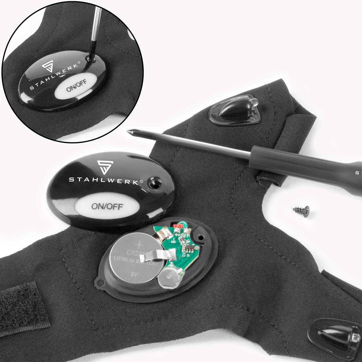 STAHLWERK LED-Handschuhe 2er Set Fingerlose Handschuhe mit Licht Kfz Mechanik