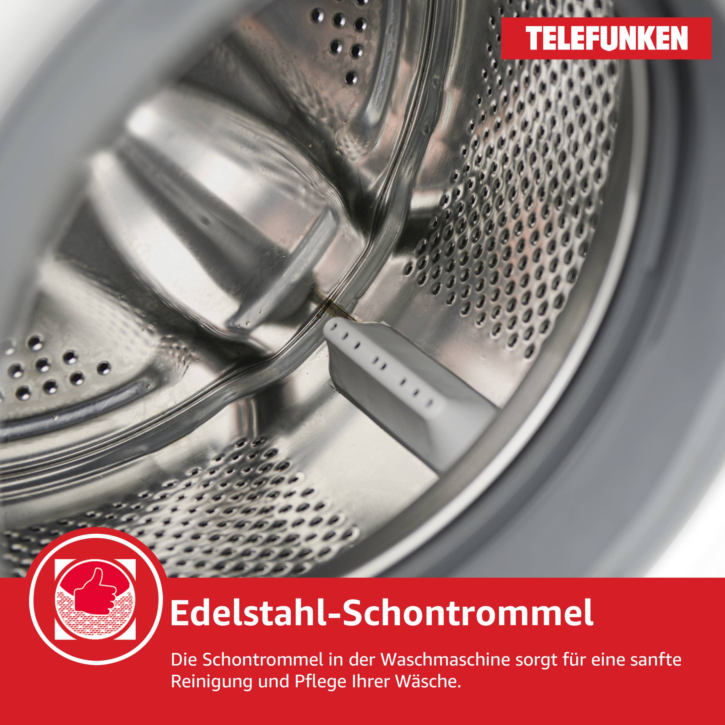 Telefunken Waschmaschine 7kg | Frontlader 1400 U/Min. | Inverter Motor | Schontrommel | 15 Programme | W714A1W weiß