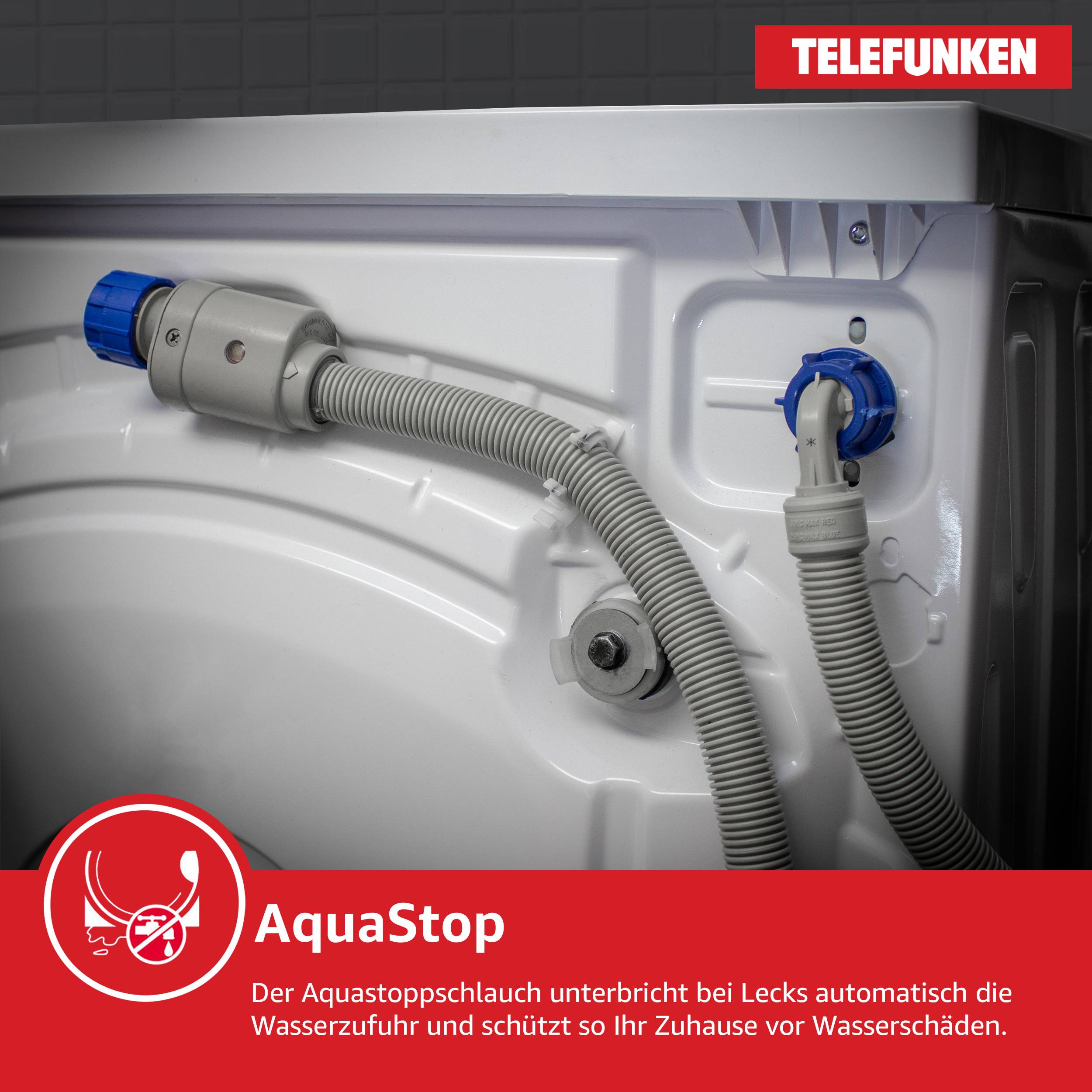 Telefunken Waschmaschine 7kg | Frontlader 1200 U/Min. | Inverter Motor | AquaStop | Schontrommel | W-7-1200-B-W weiß