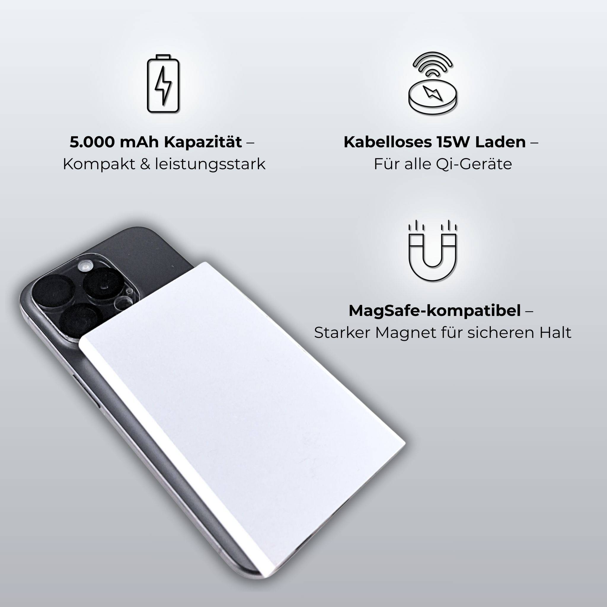 PHONIE 5.000 mAh Powerbank – MagSafe-kompatibel, kabellos & nachhaltig