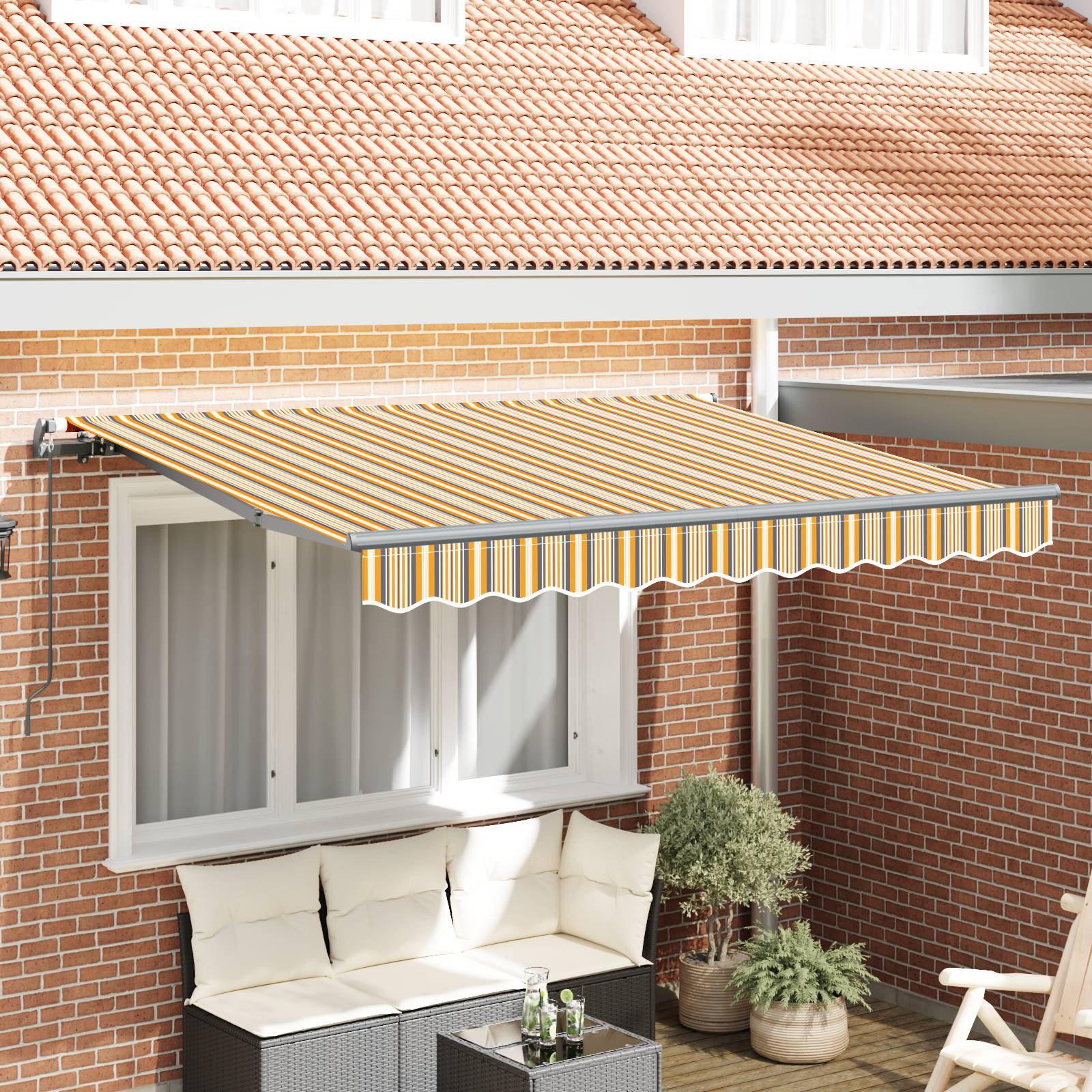 vidaXL Einziehbare Markise Gelb und Grau 3 x 2 m Polyester und Metall