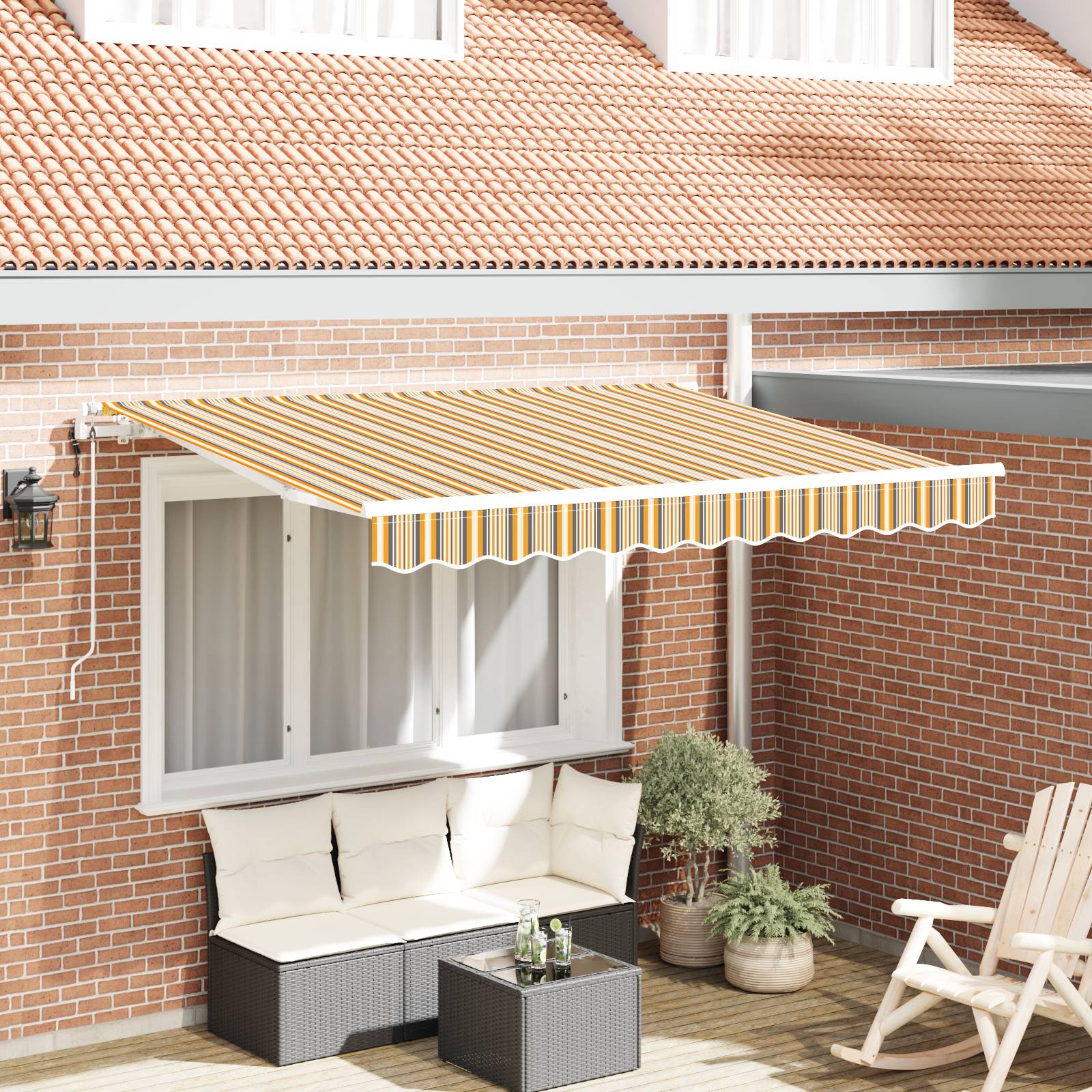vidaXL Einziehbare Markise Gelb und Grau 3 x 2 m Metall