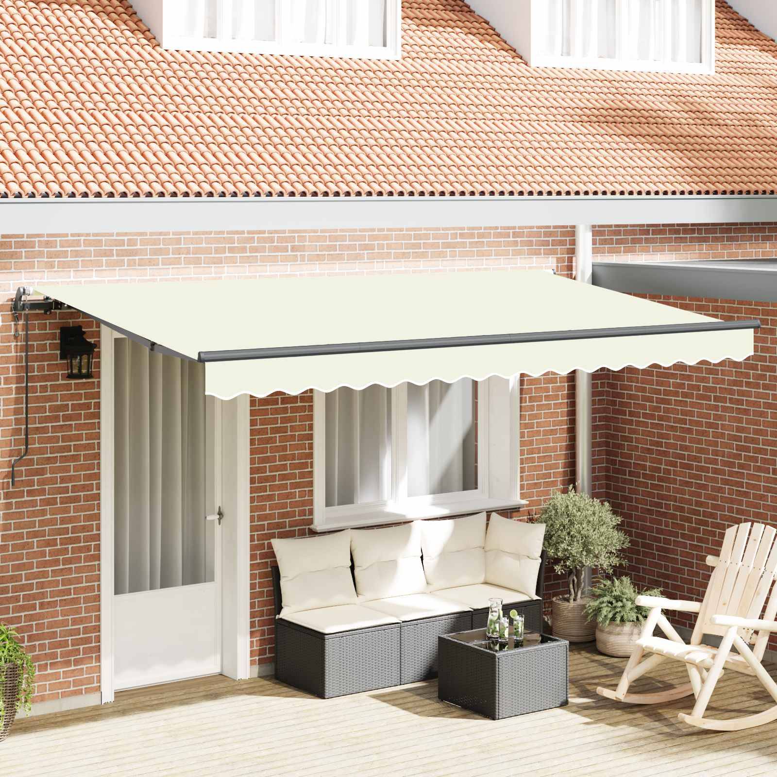 vidaXL Einziehbare Markise Creme 350 x 200 cm Stoff