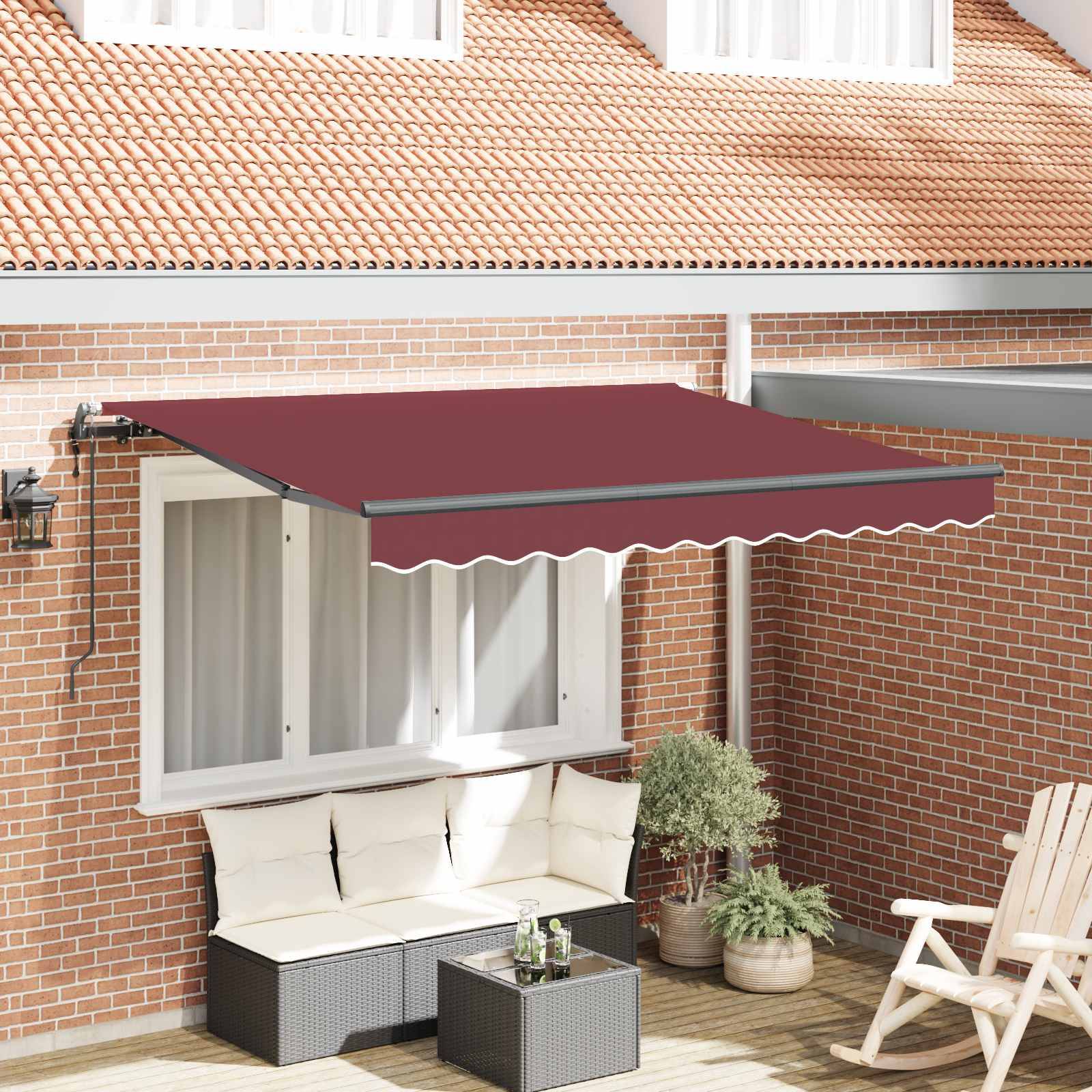 vidaXL Einziehbare Markise Bordeauxrot 350 x 200 x 165 cm Stoff