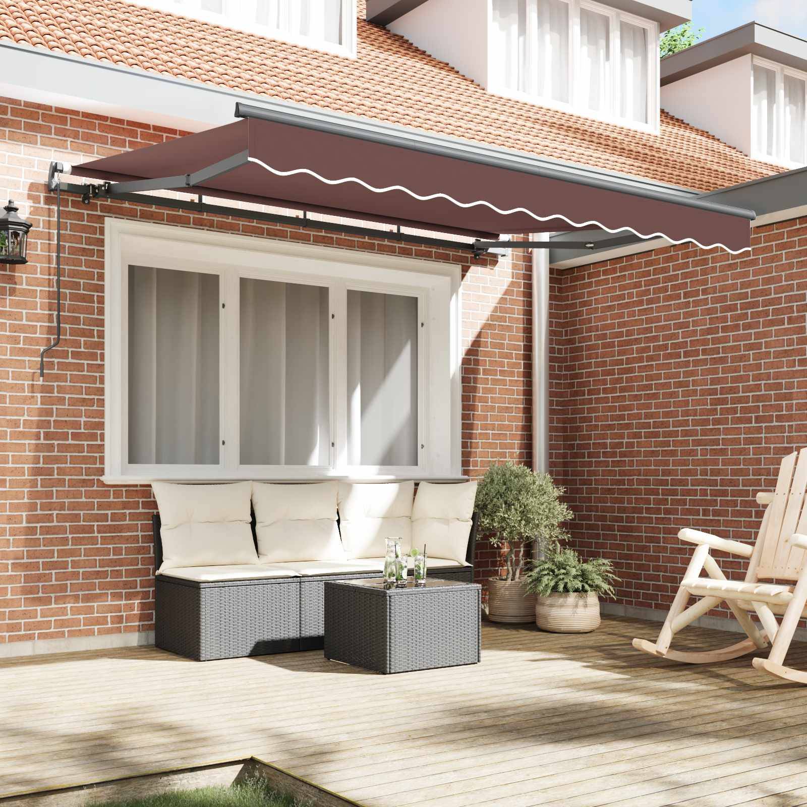 vidaXL Einziehbare Markise Braun 350 x 200 cm Stoff