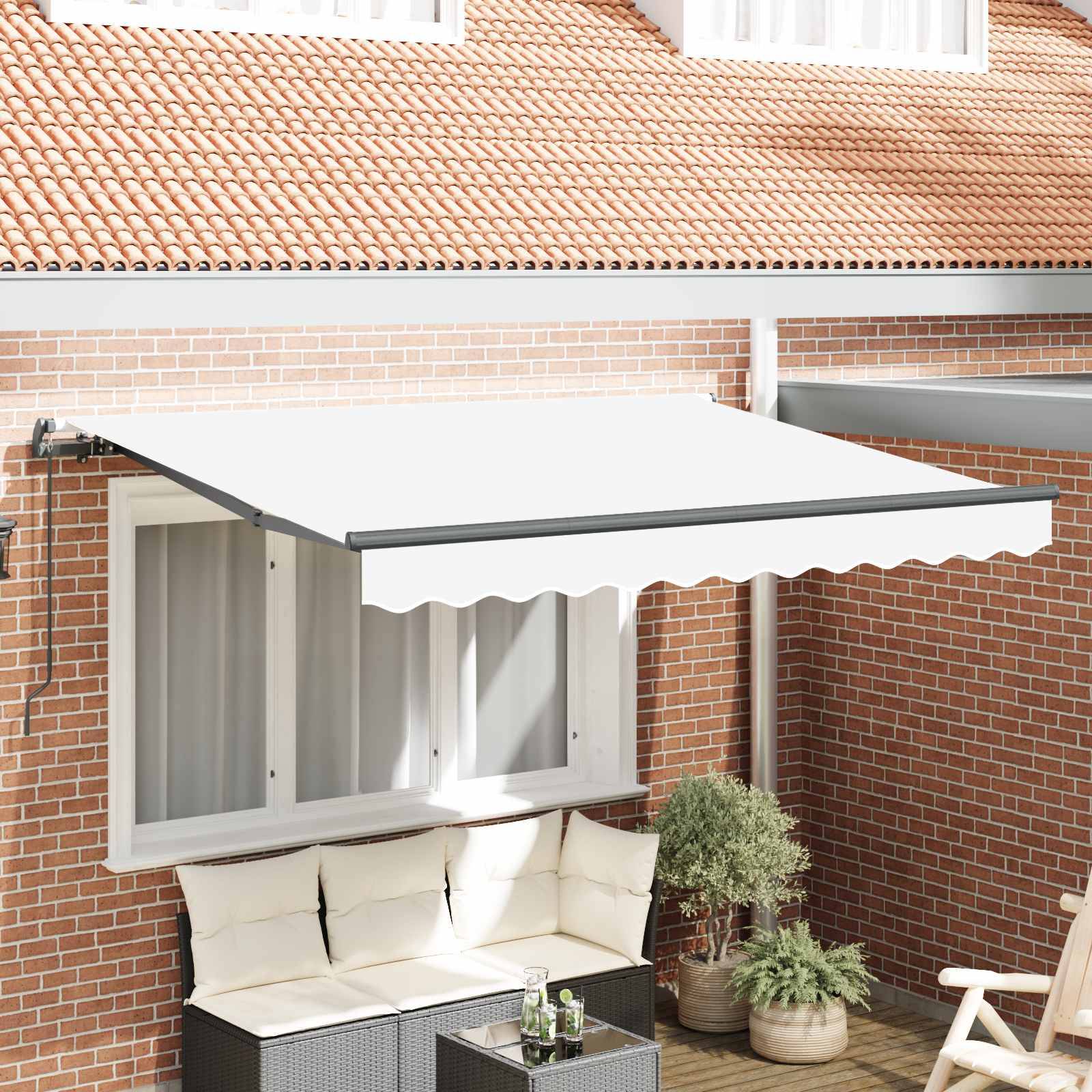 vidaXL Einziehbare Markise Weiß 350 x 200 cm Stoff