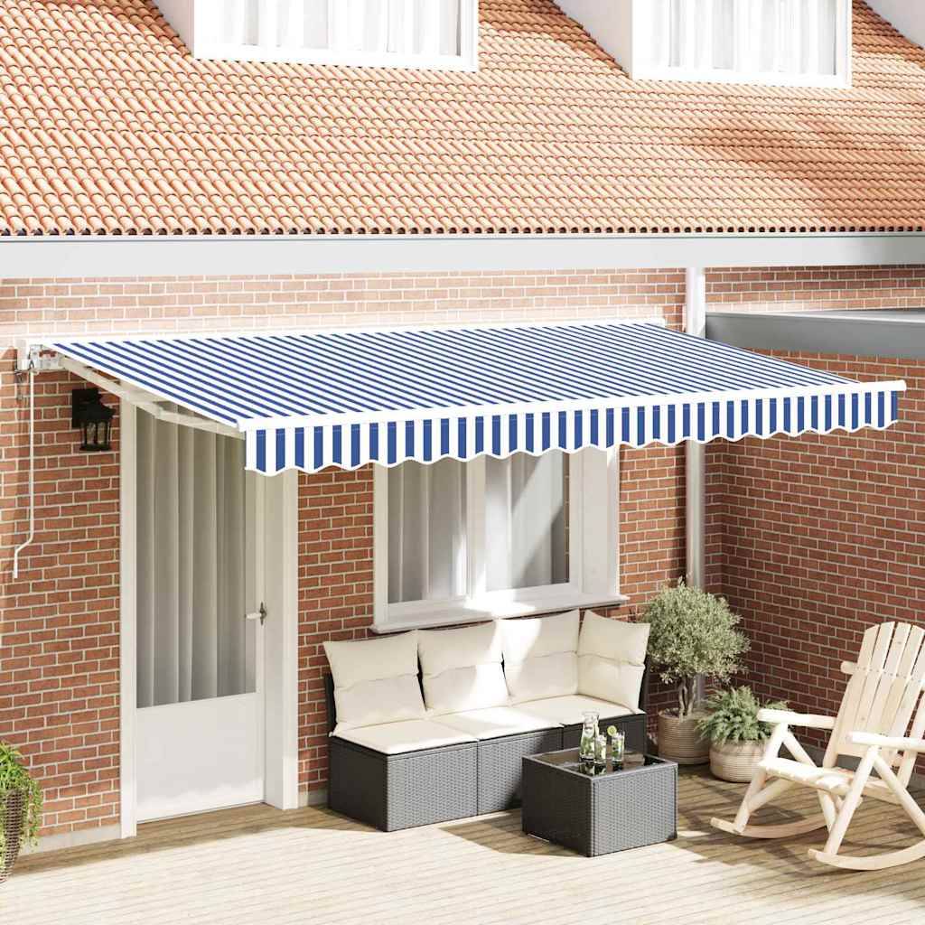 vidaXL Markisenrahmen Blau und Weiß 350 x 200 cm