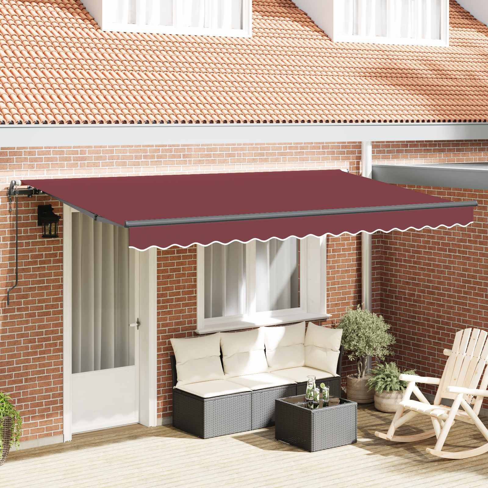 vidaXL Einziehbare Markise Bordeauxrot 400 x 200 cm Stoff