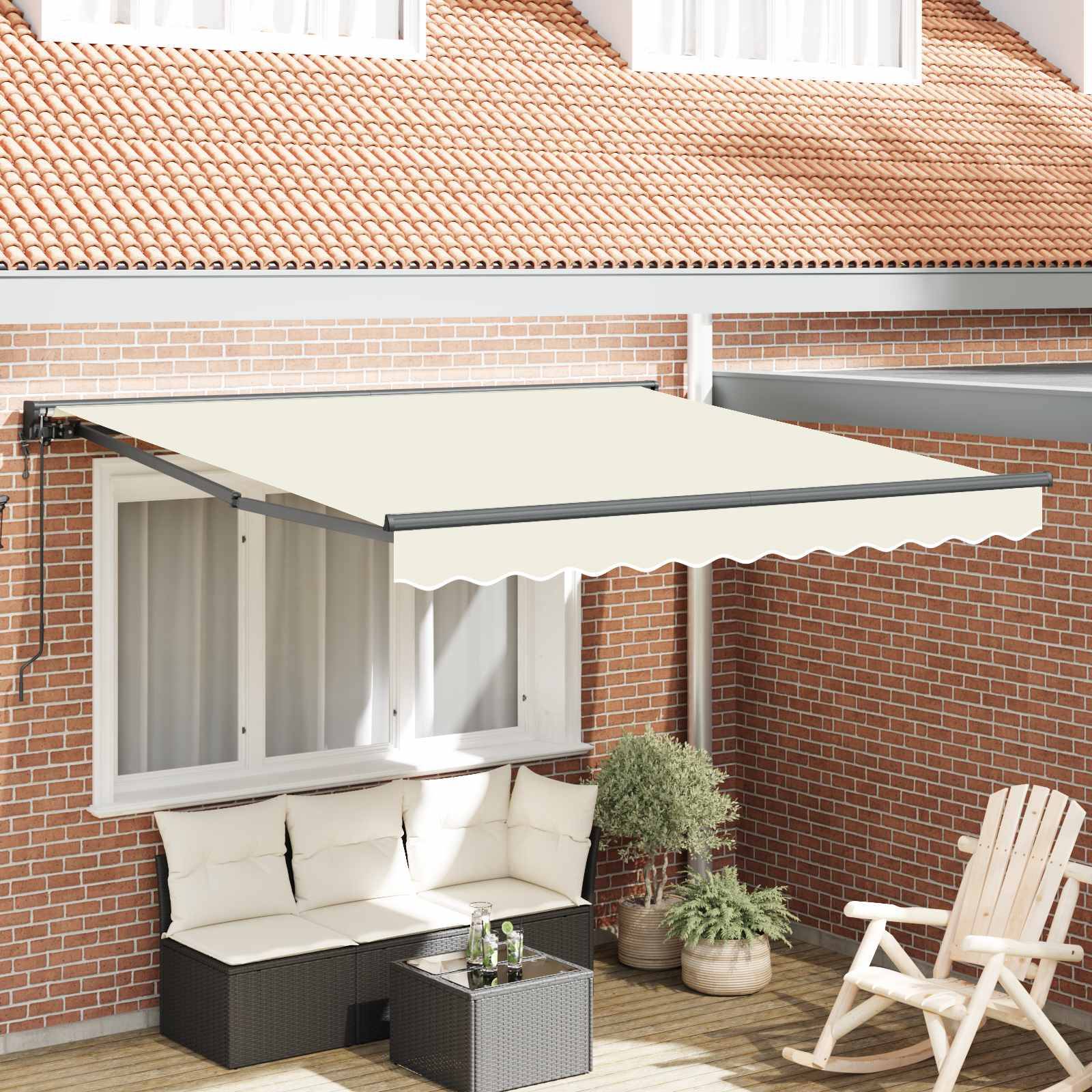 vidaXL Markisenrahmen Creme 300 x 250 cm Polyester mit PU-Beschichtung