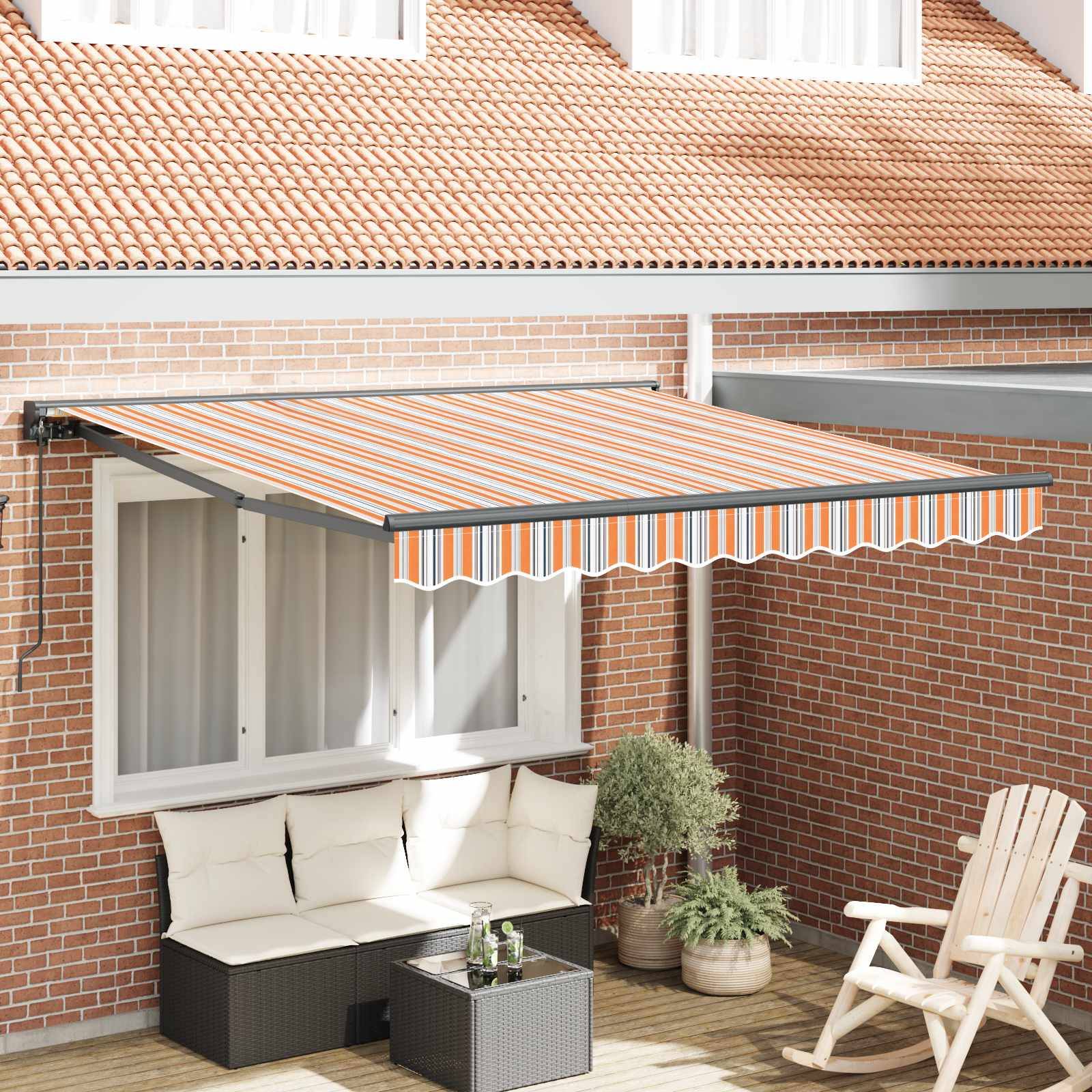 vidaXL Markisenrahmen Blau und Orange 300 x 250 cm