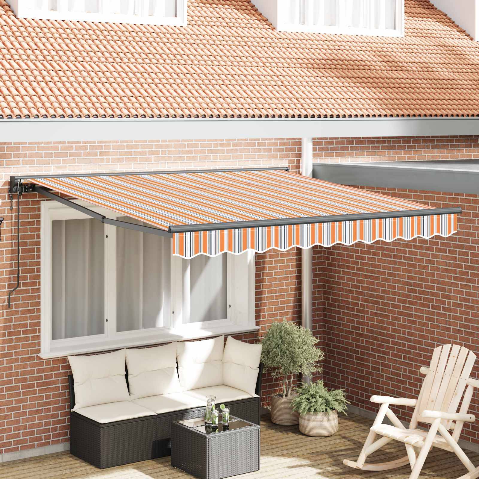 vidaXL Markisenrahmen Blau und Orange 300 x 250 cm