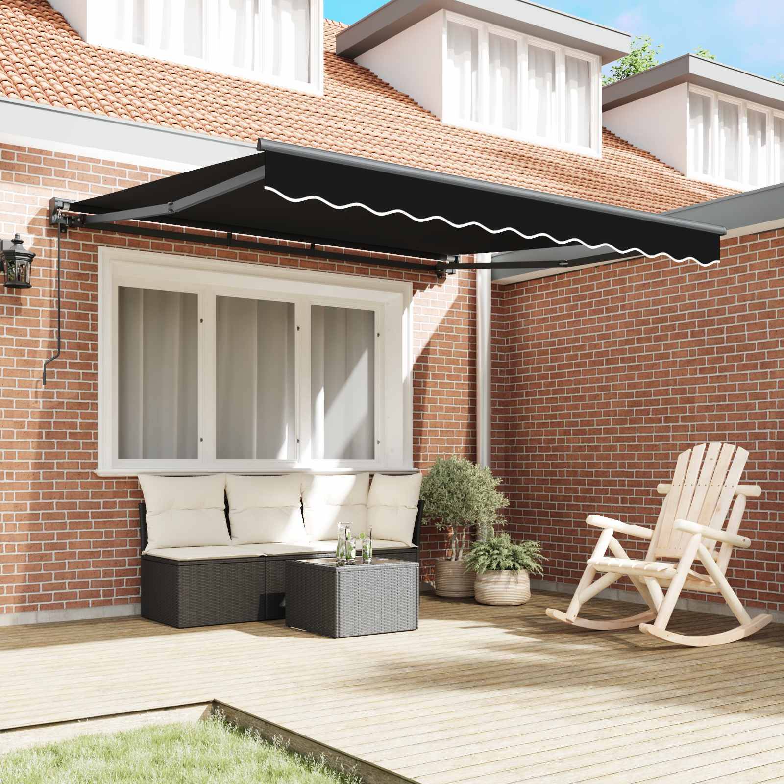 vidaXL Markisenrahmen Schwarz 300 x 250 cm