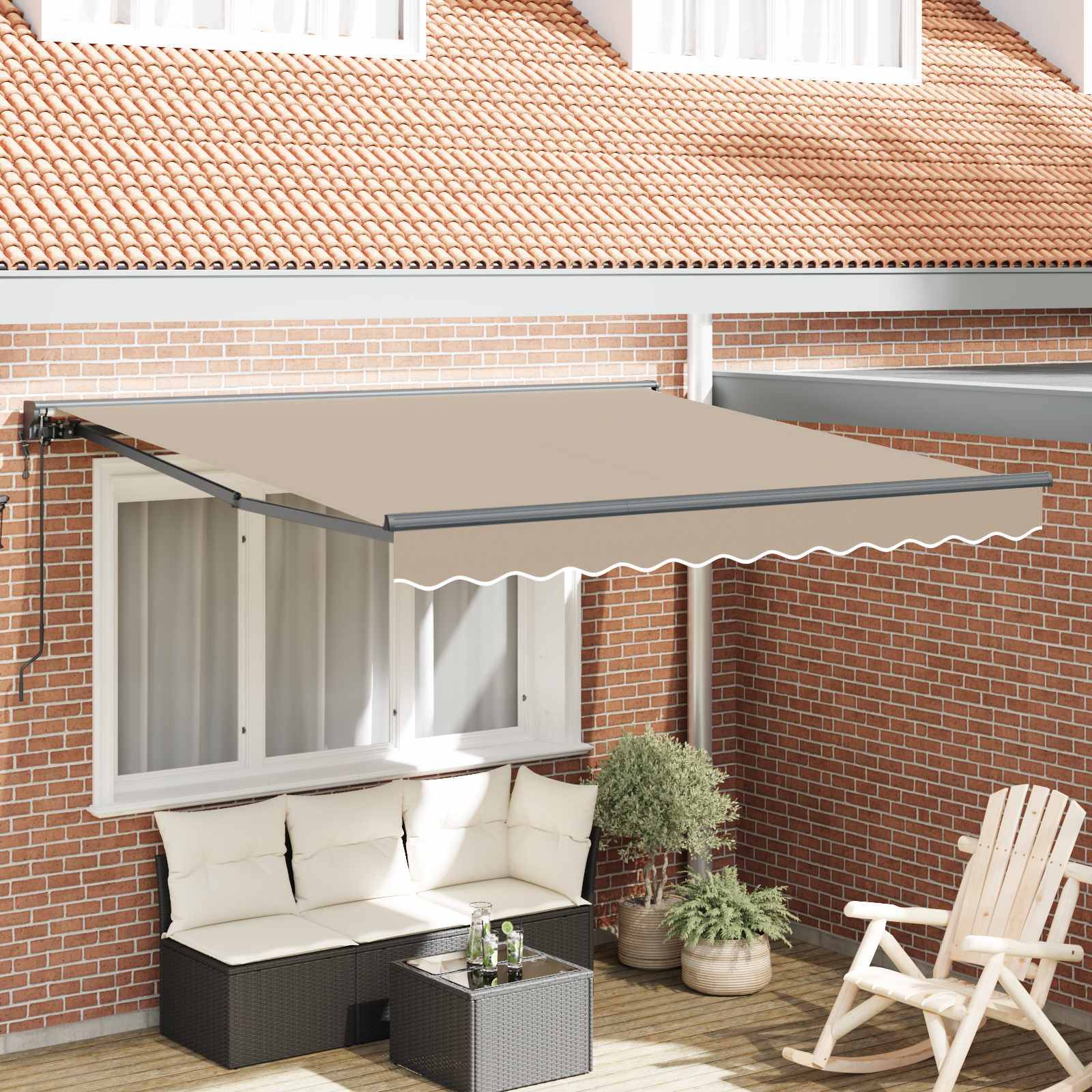 vidaXL Markisenrahmen Beige 300 x 250 cm Polyester mit PU-Beschichtung