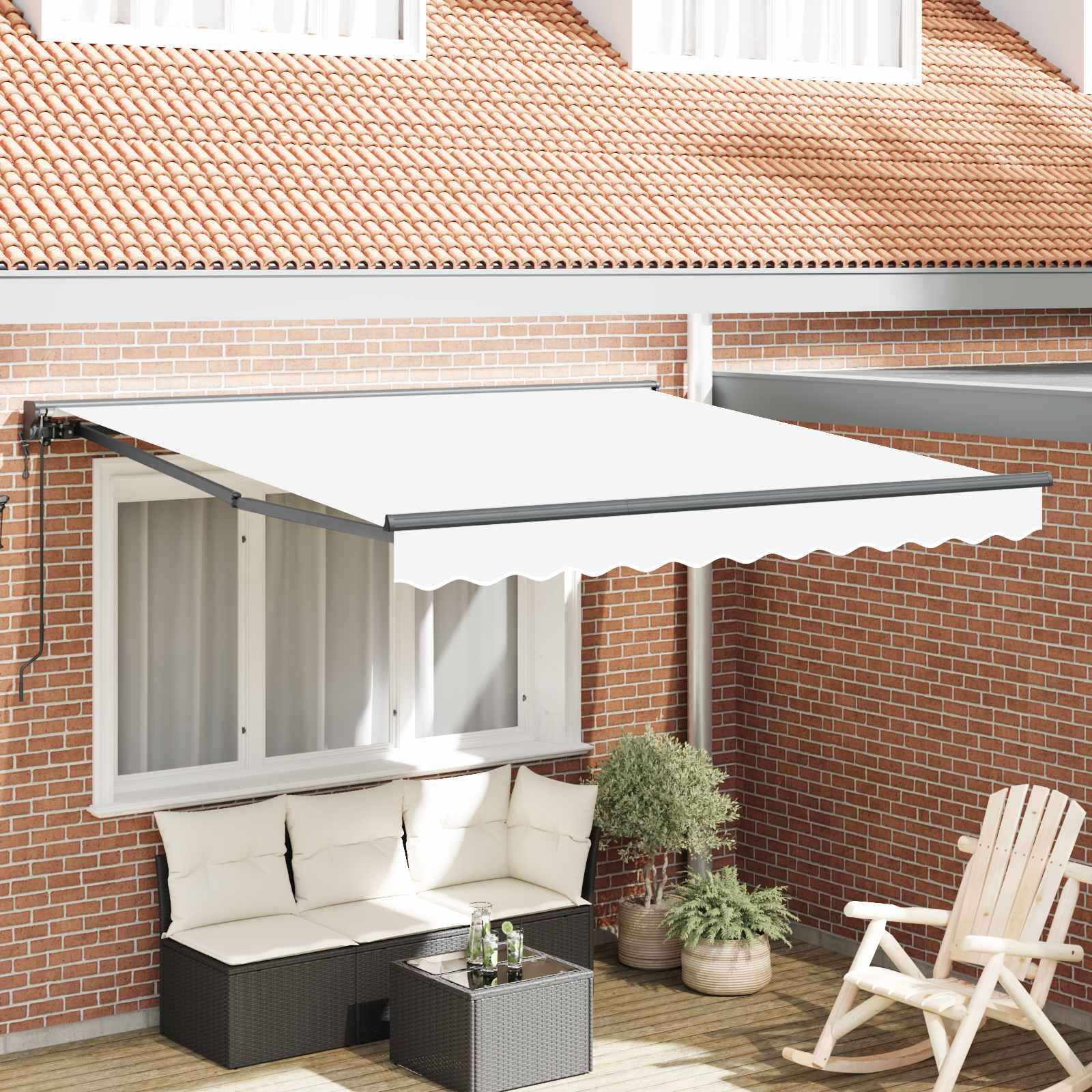 vidaXL Markisenrahmen Weiß 300 x 250 cm Polyester mit PU-Beschichtung