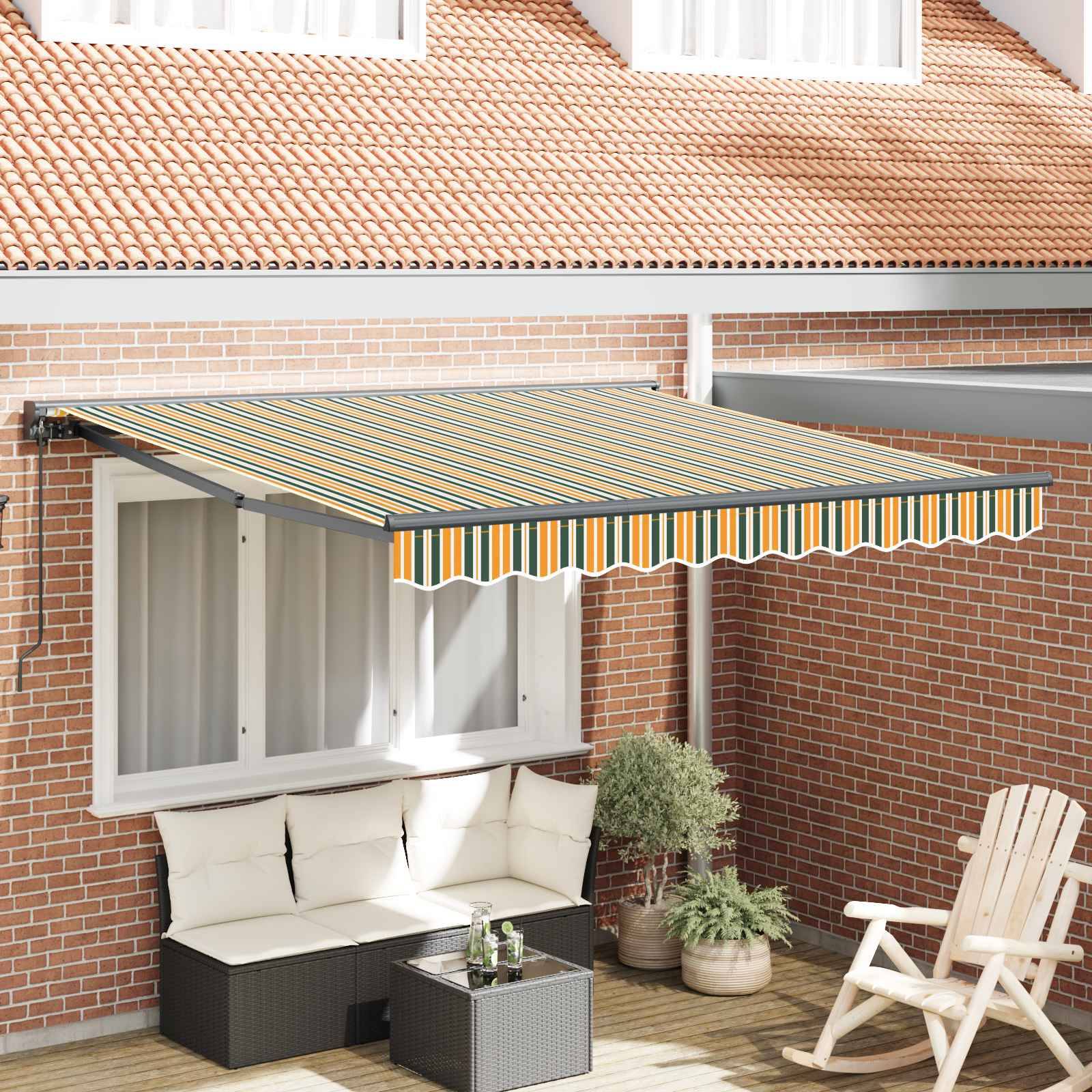 vidaXL Markisenrahmen Grün und Gelb 300 x 250 cm