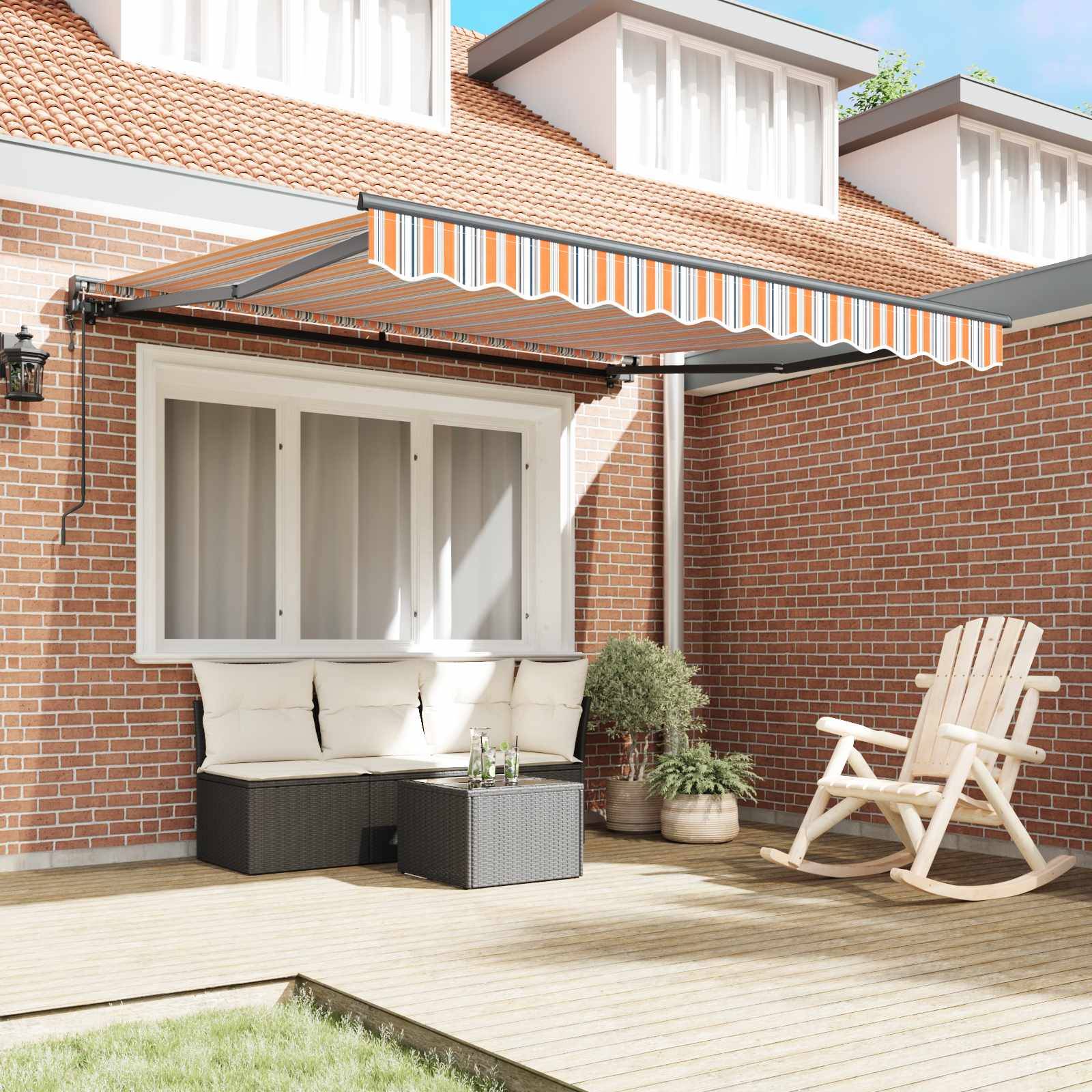 vidaXL Markisenrahmen Blau und Orange 350 x 250 cm