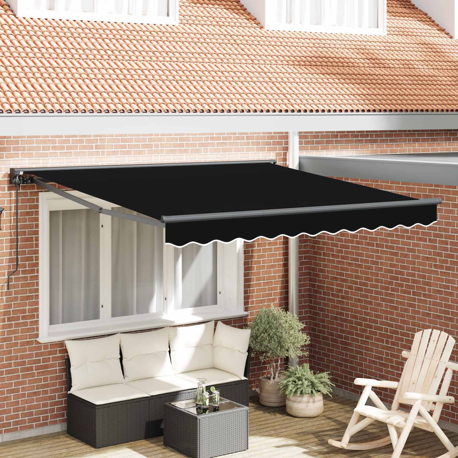 vidaXL Markisenrahmen Schwarz 350 x 250 cm