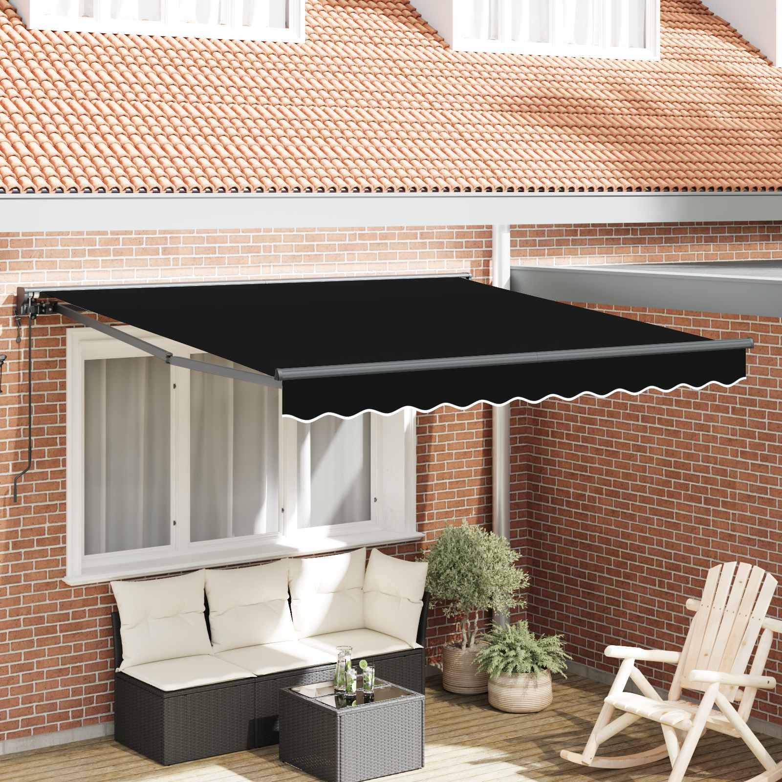vidaXL Markisenrahmen Schwarz 350 x 250 cm