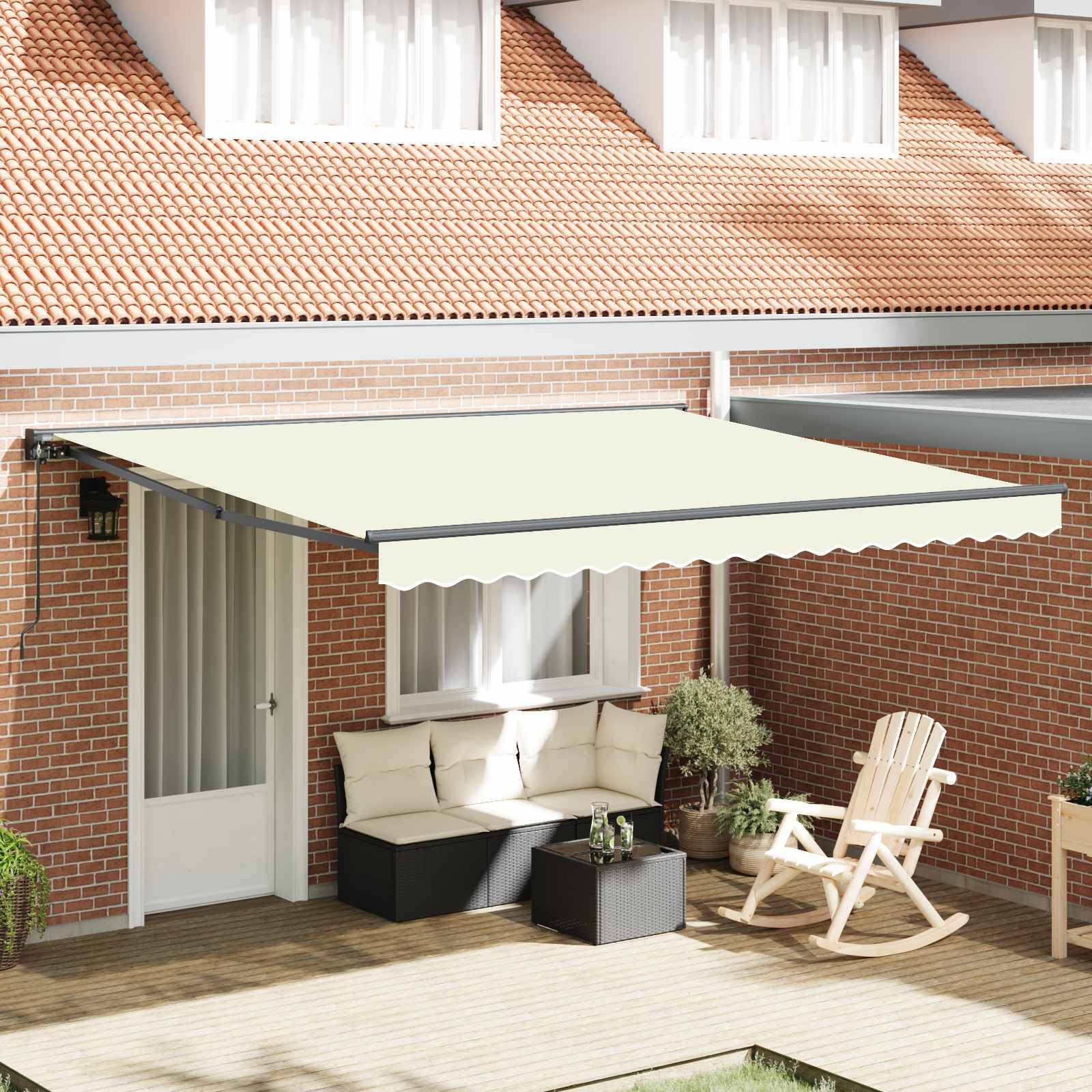 vidaXL Markisenrahmen Creme 400 x 300 cm Polyester mit PU-Beschichtung
