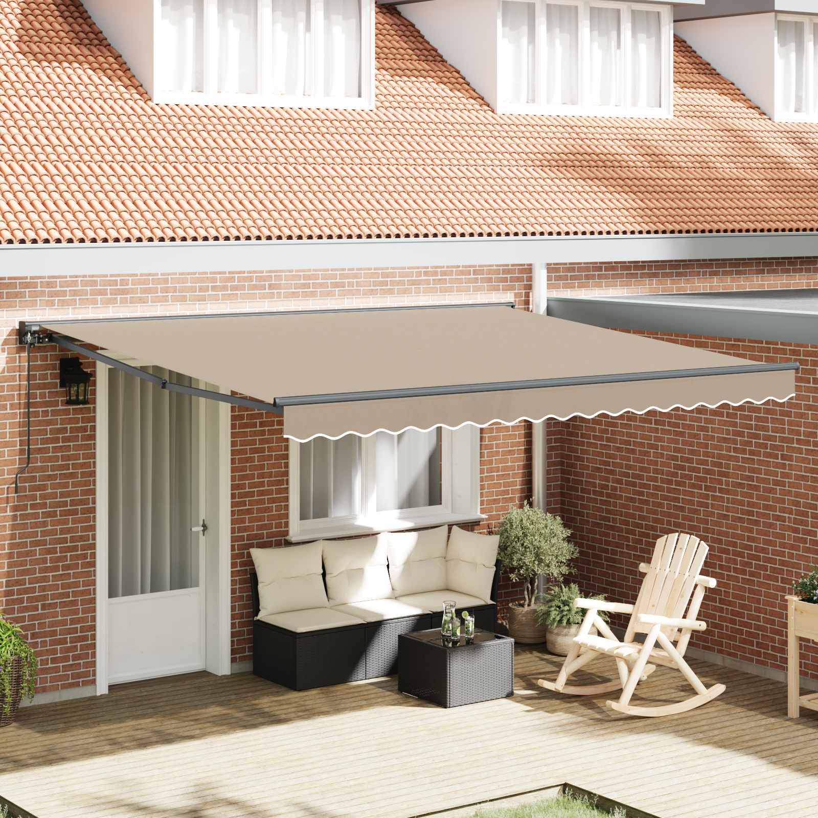 vidaXL Markisenrahmen Beige 400 x 300 cm Polyester mit PU-Beschichtung