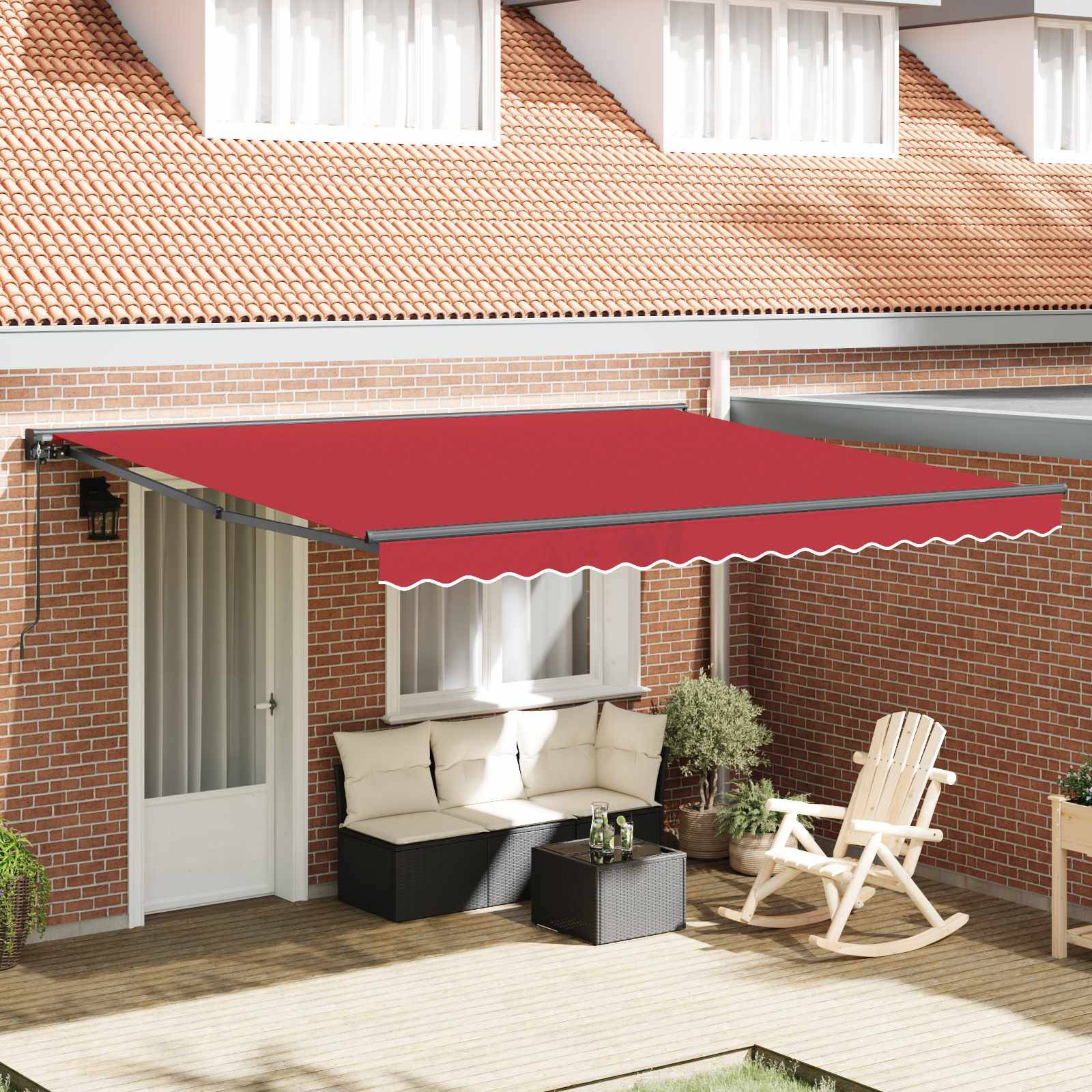 vidaXL Markisenrahmen Rot 400 x 300 cm Polyester mit PU-Beschichtung