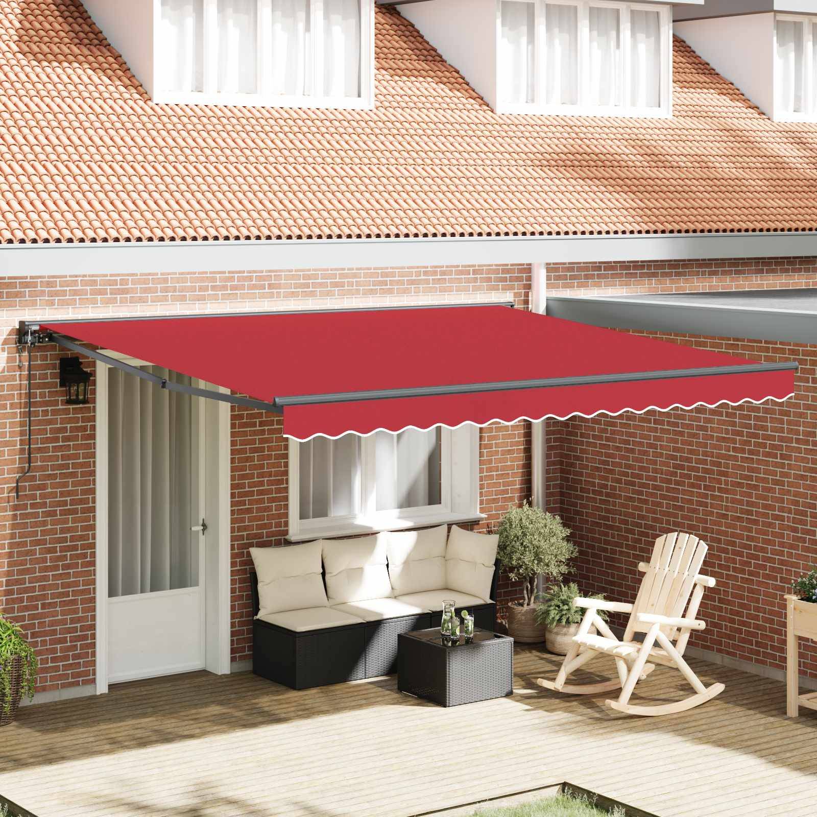 vidaXL Markisenrahmen Rot 400 x 300 cm Polyester mit PU-Beschichtung
