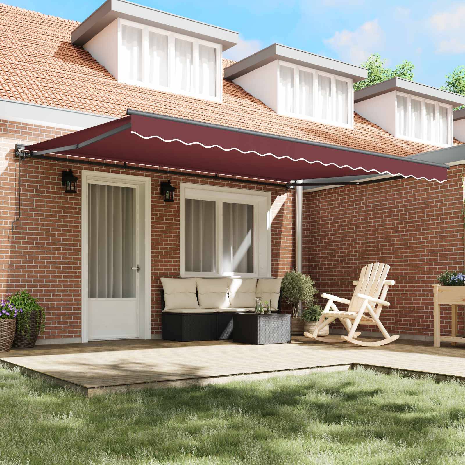 vidaXL Markisenrahmen Bordeauxrot 450 x 300 cm