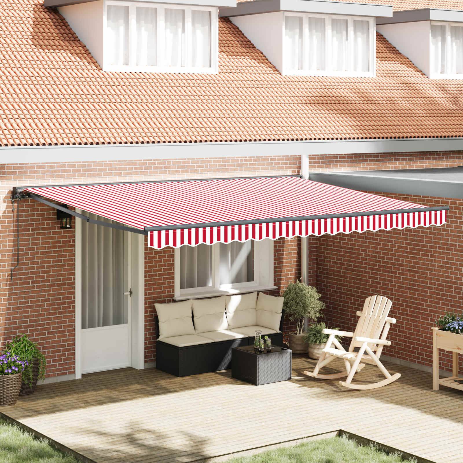 vidaXL Markisenrahmen Rot und Weiß 450 x 300 cm