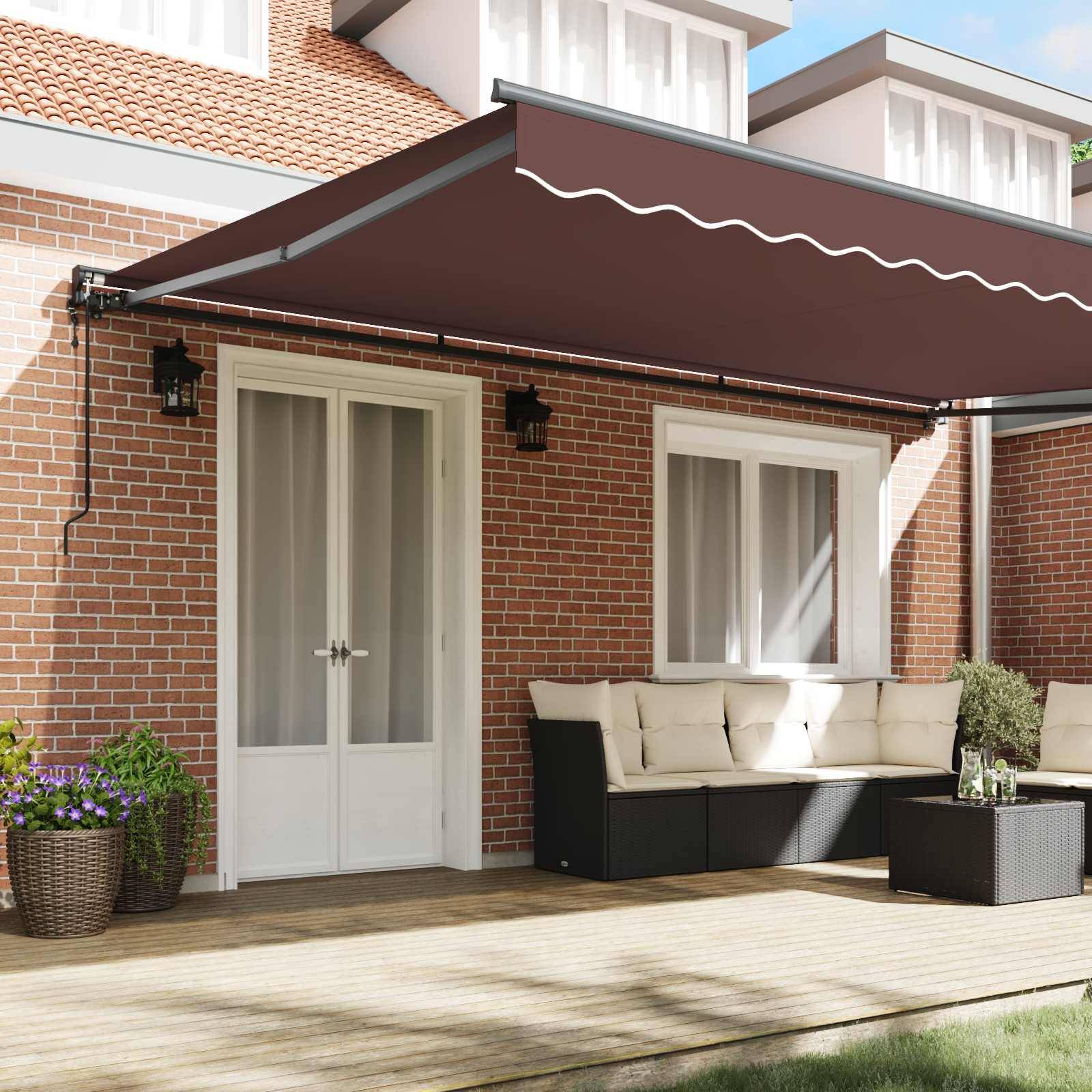 vidaXL Markisenrahmen Braun 500 x 300 cm Polyester mit PU-Beschichtung