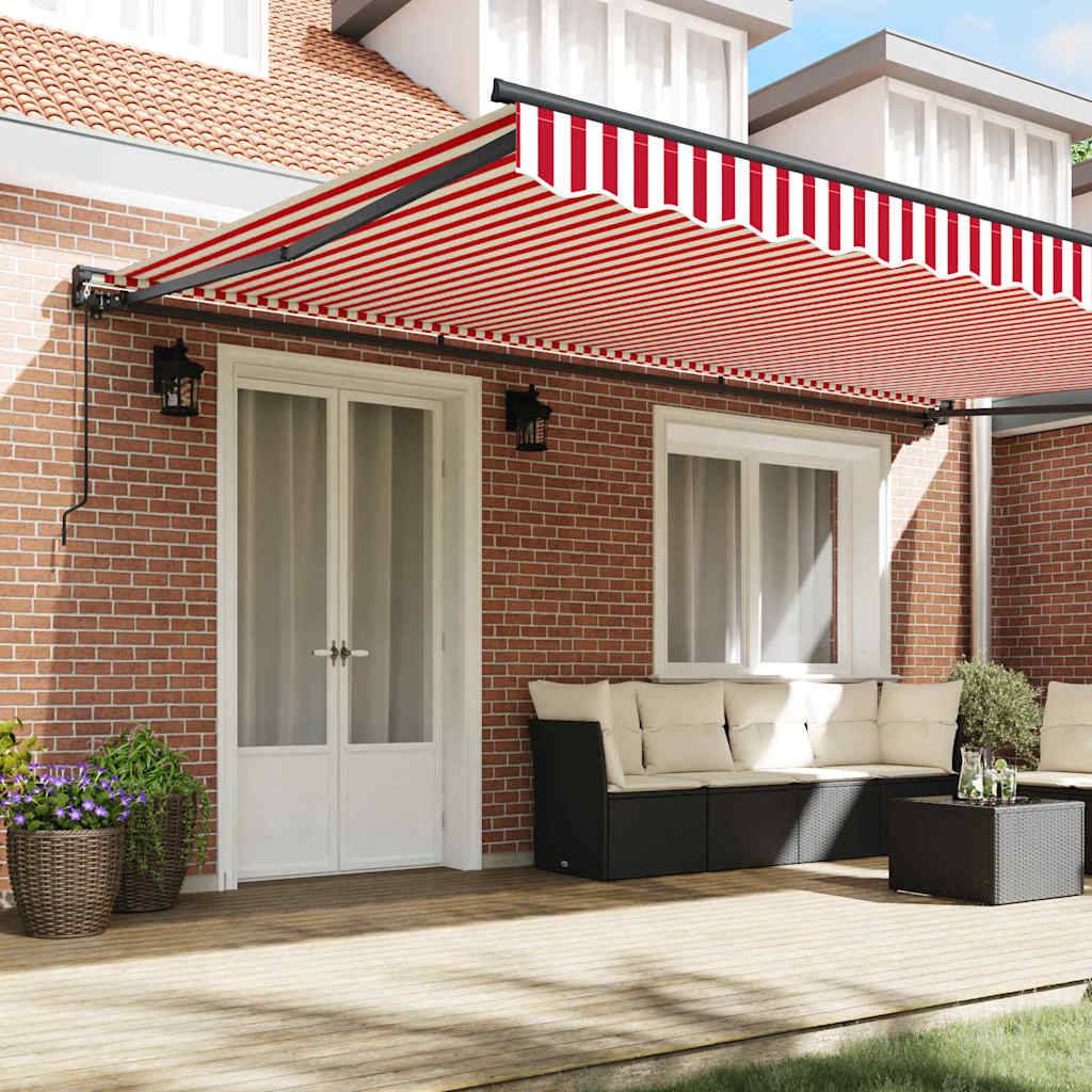 vidaXL Einziehbare Markise Rot und weiße Streifen 500x300 cm Stoff