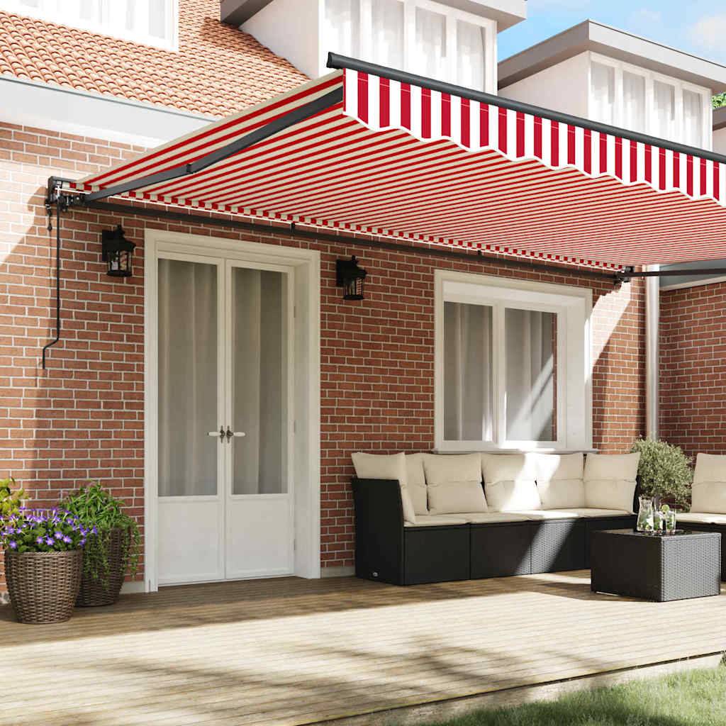 vidaXL Einziehbare Markise Rot und weiße Streifen 500x300 cm Stoff