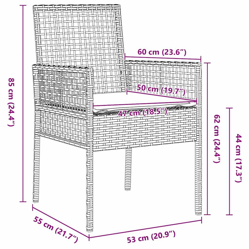 vidaXL Garten Essgruppe 7 pcs Braun Poly-Rattan