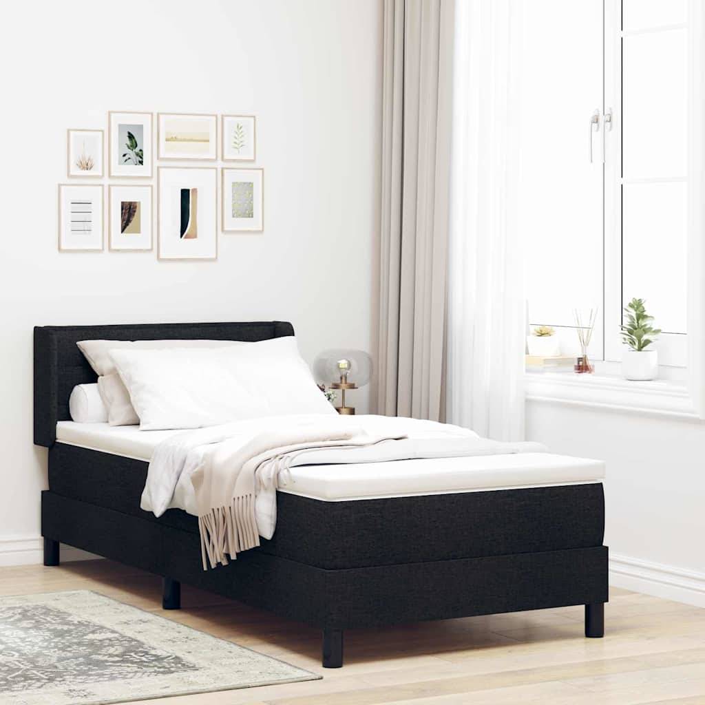 vidaXL Boxspringbett mit Kopfteil Schwarz 200 x 90 cm Stoff