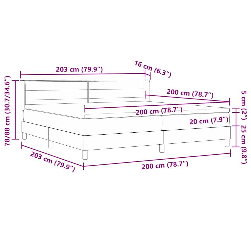 vidaXL Boxspringbett mit Matratze Schwarz 200 x 200 cm Stoff