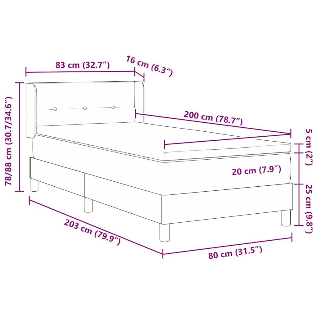 vidaXL Boxspringbett mit Kopfteil Dunkelbraun 200 x 80 cm Stoff