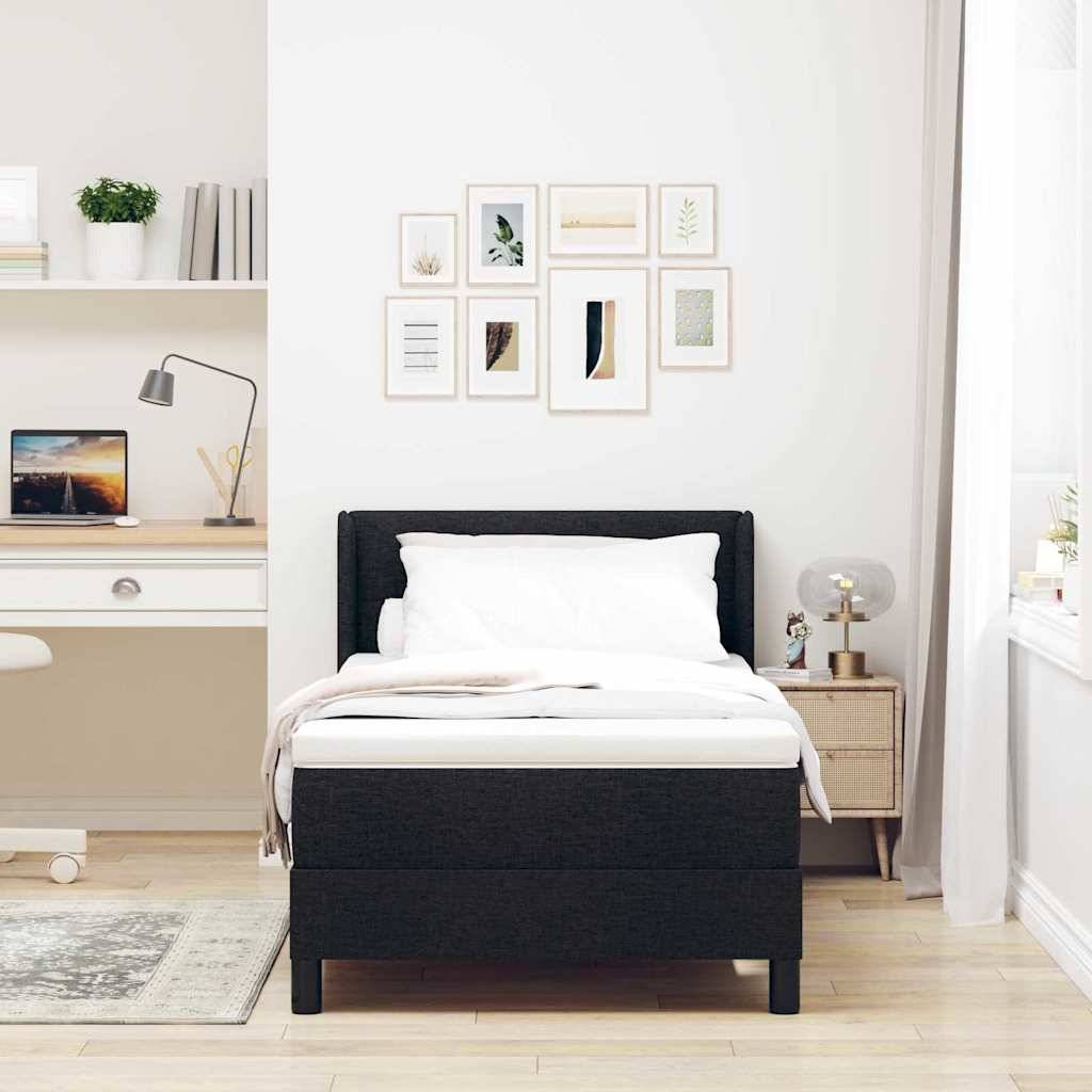 vidaXL Boxspringbett mit Kopfteil Schwarz 190 x 90 cm Stoff