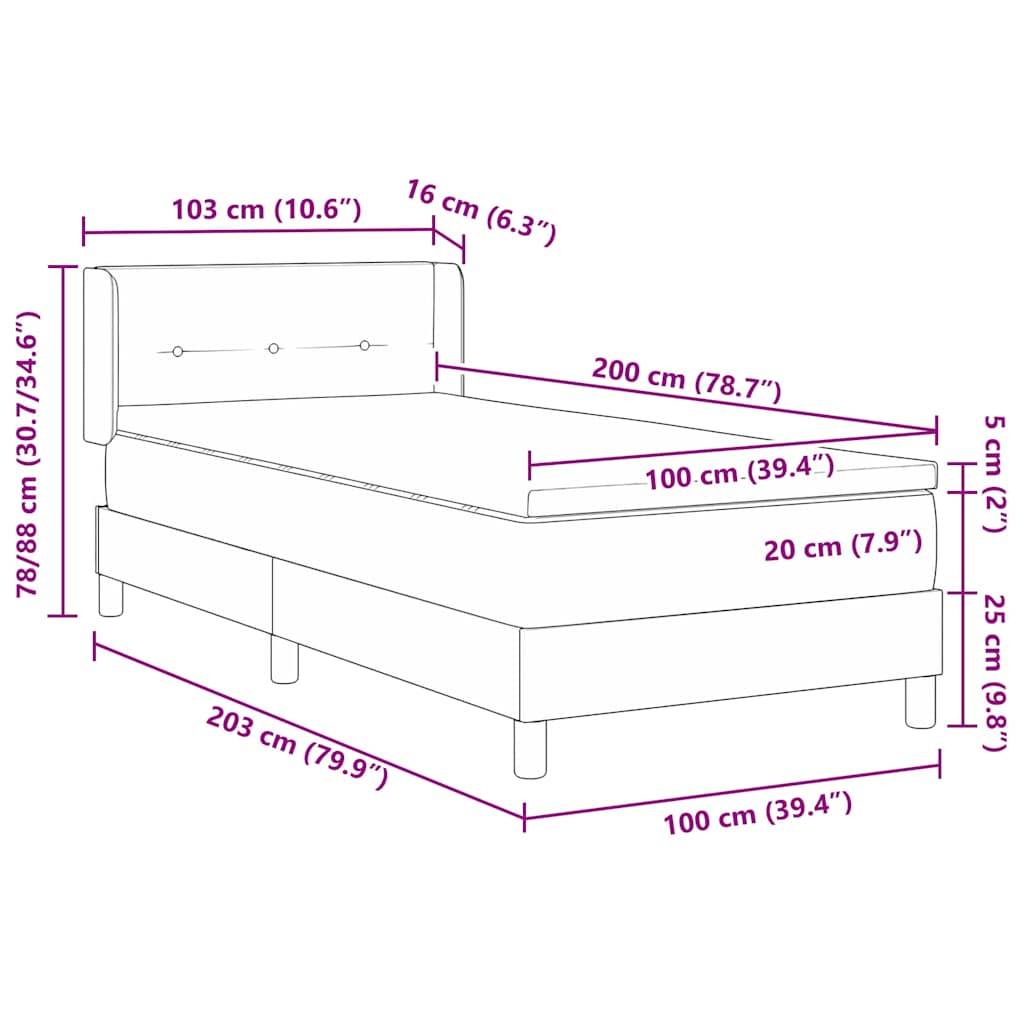 vidaXL Boxspringbett mit Kopfteil Dunkelbraun 200 x 100 cm Stoff