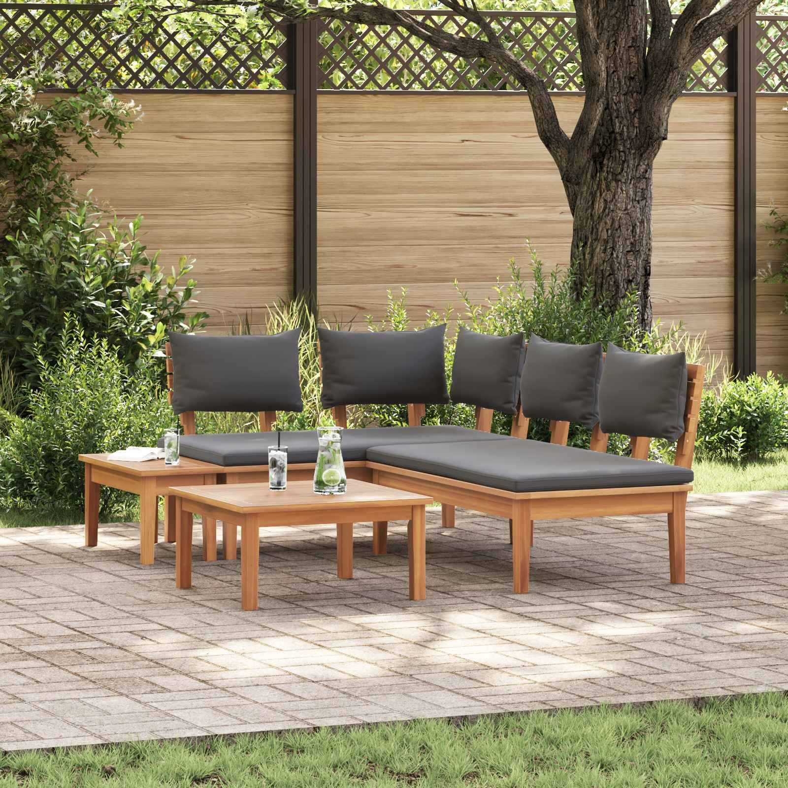 vidaXL Gartensofa-set 4 pcs Braun und Grau